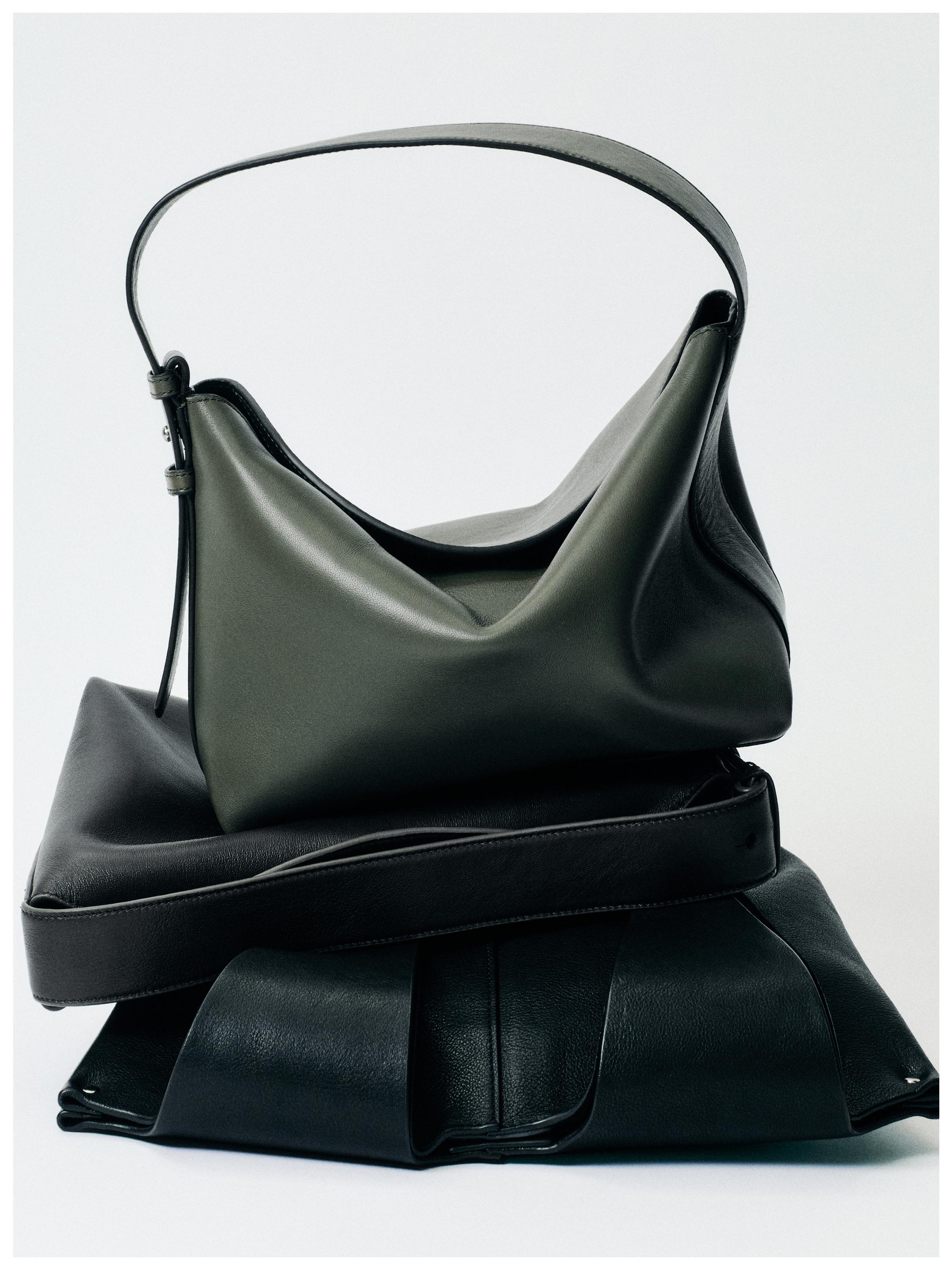 Small nappa leather shoulder bag — KHAKI