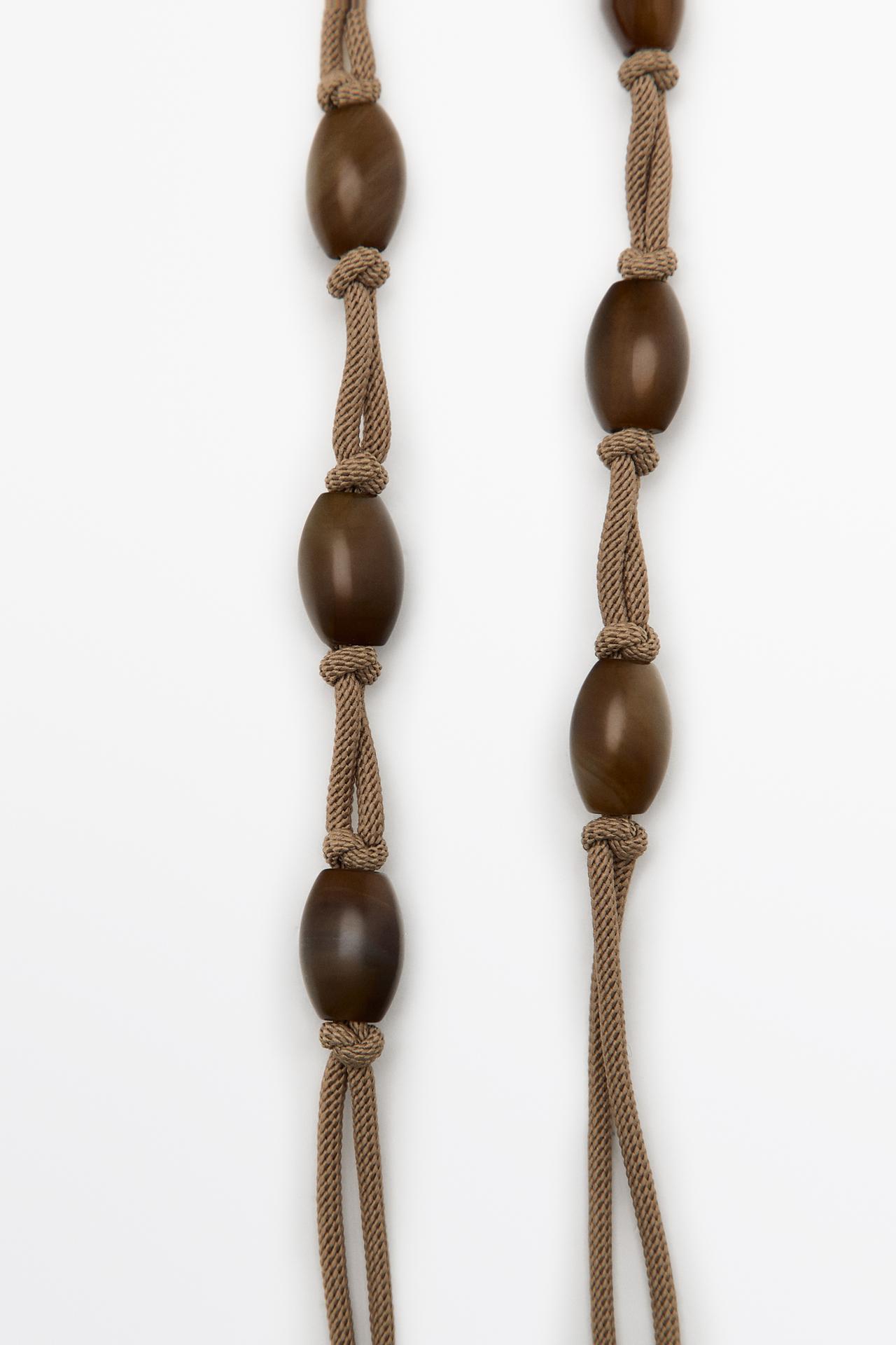 Gem-effect bead cord necklace — BROWN