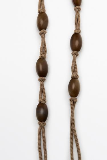 Gem-effect bead cord necklace — BROWN 4
