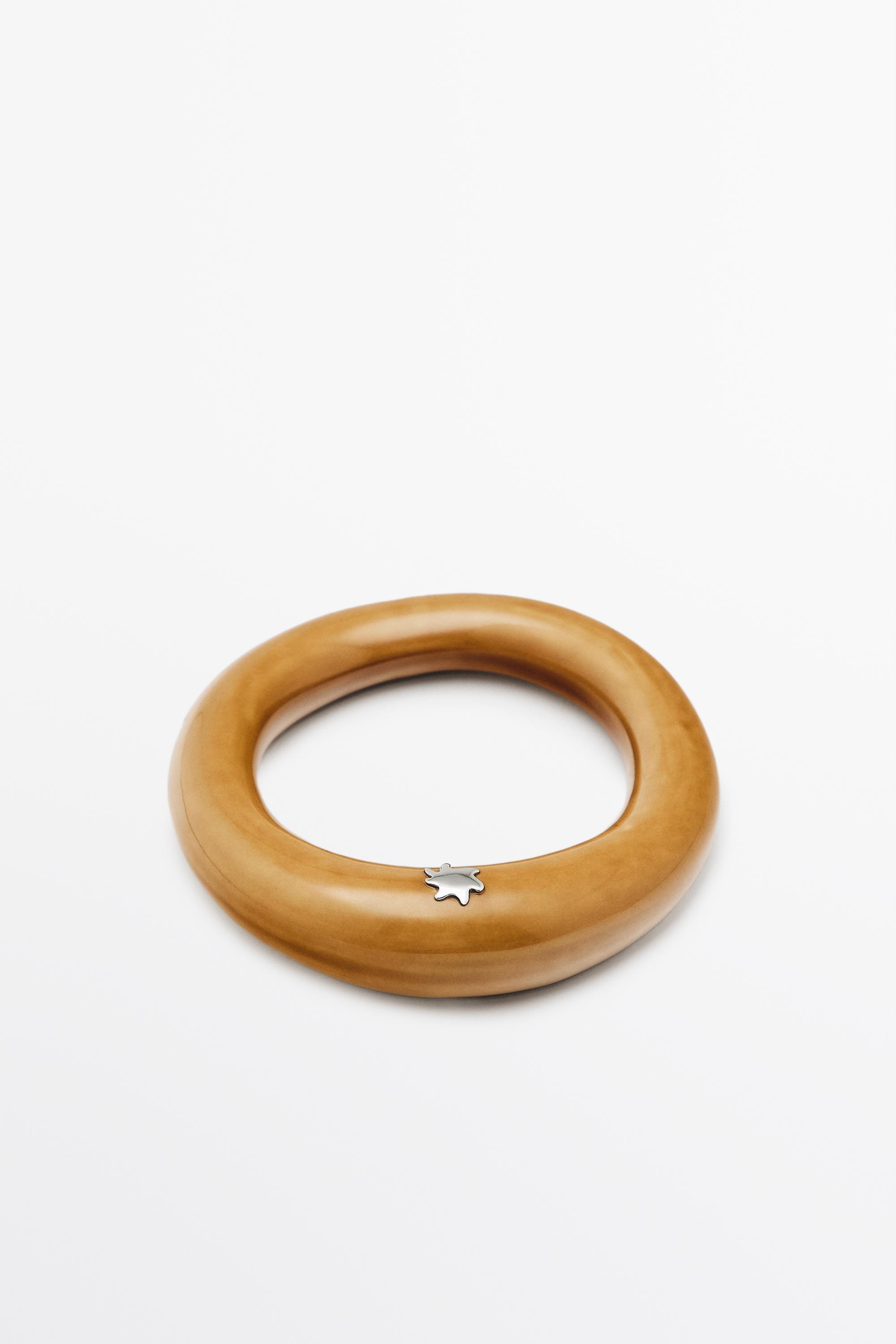 Ceramic tubular bracelet with star detail — MUSTARD YELLOW