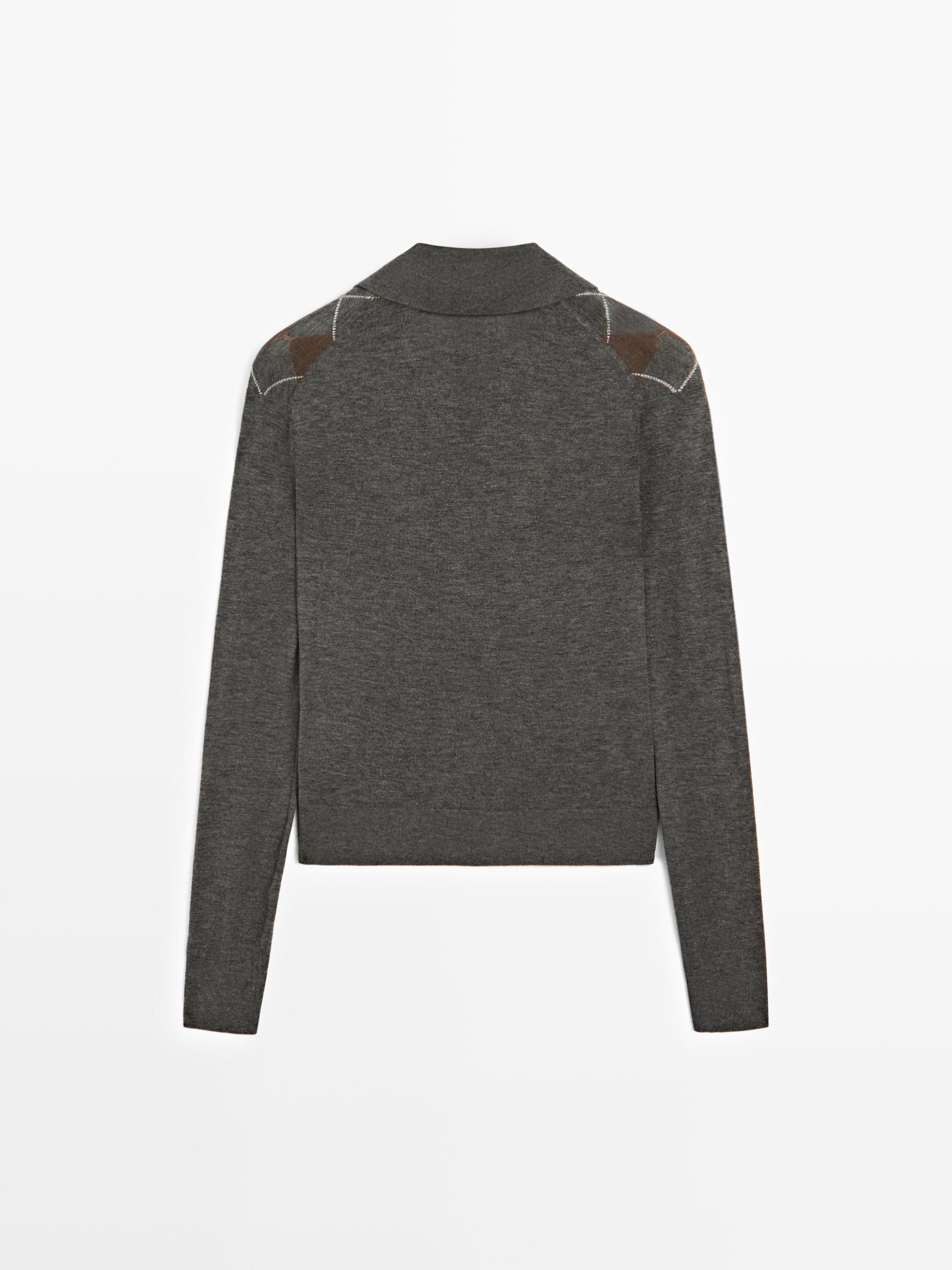 Polo sweater with diamond detail