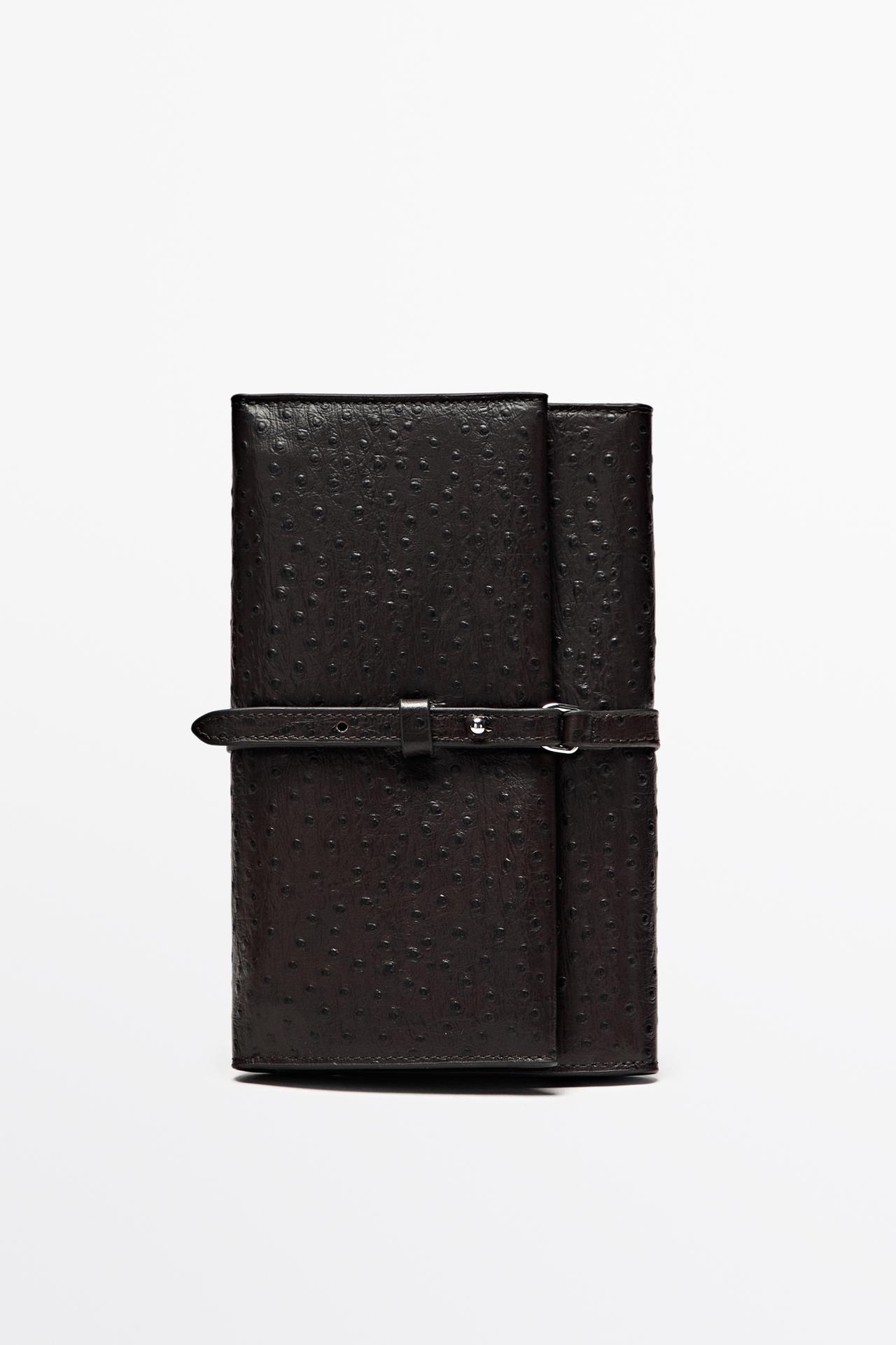 Textured nappa leather jewelry case — BROWN