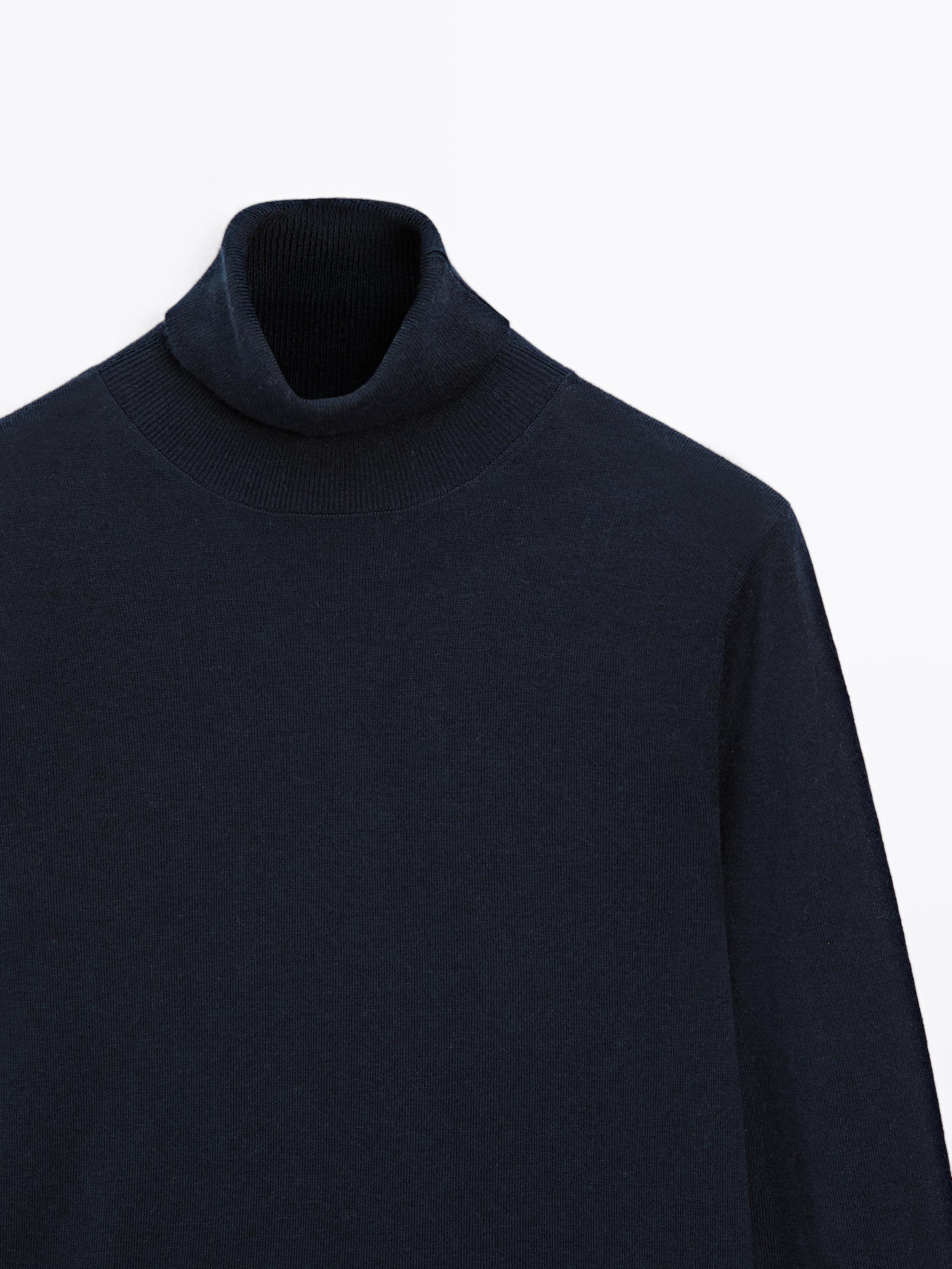 High neck wool blend sweater