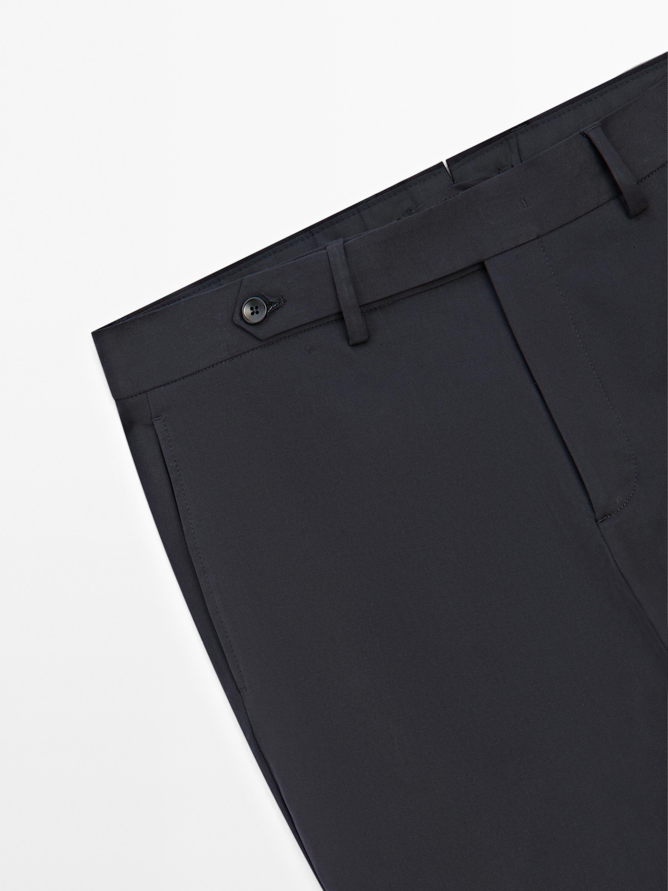 Cotton blend slim fit trousers