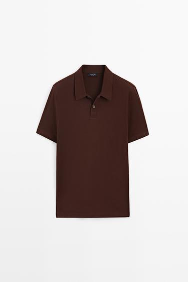 100% cotton short sleeve polo shirt — MOLE BROWN 2