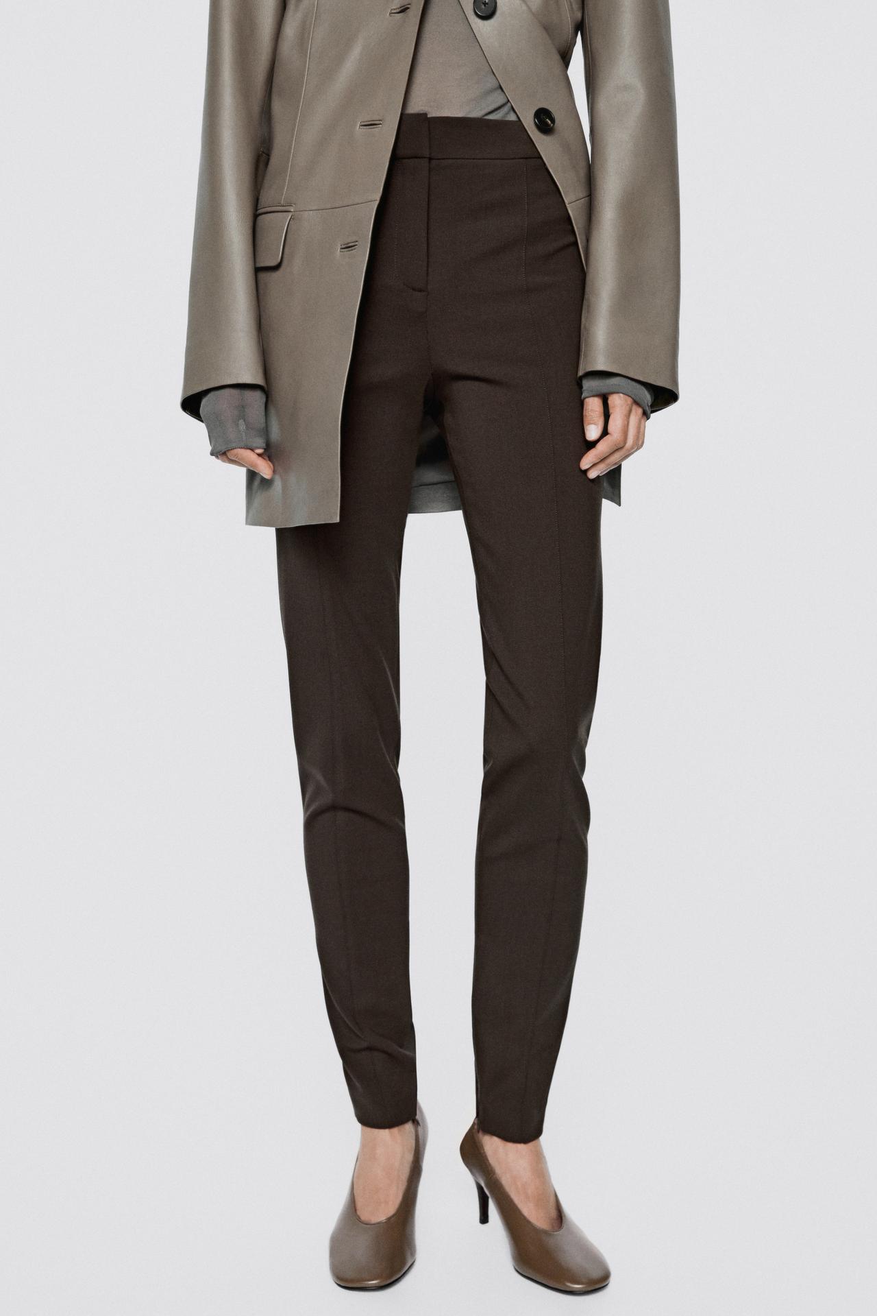 Skinny fit pants with zip hem - LIMITED EDITION — BROWN