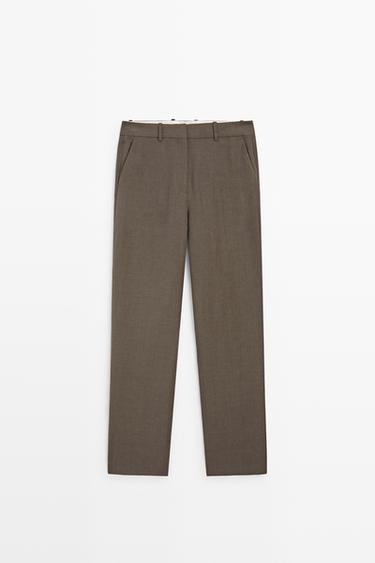 Linen-blend tailored pants - STUDIO — BROWN 2