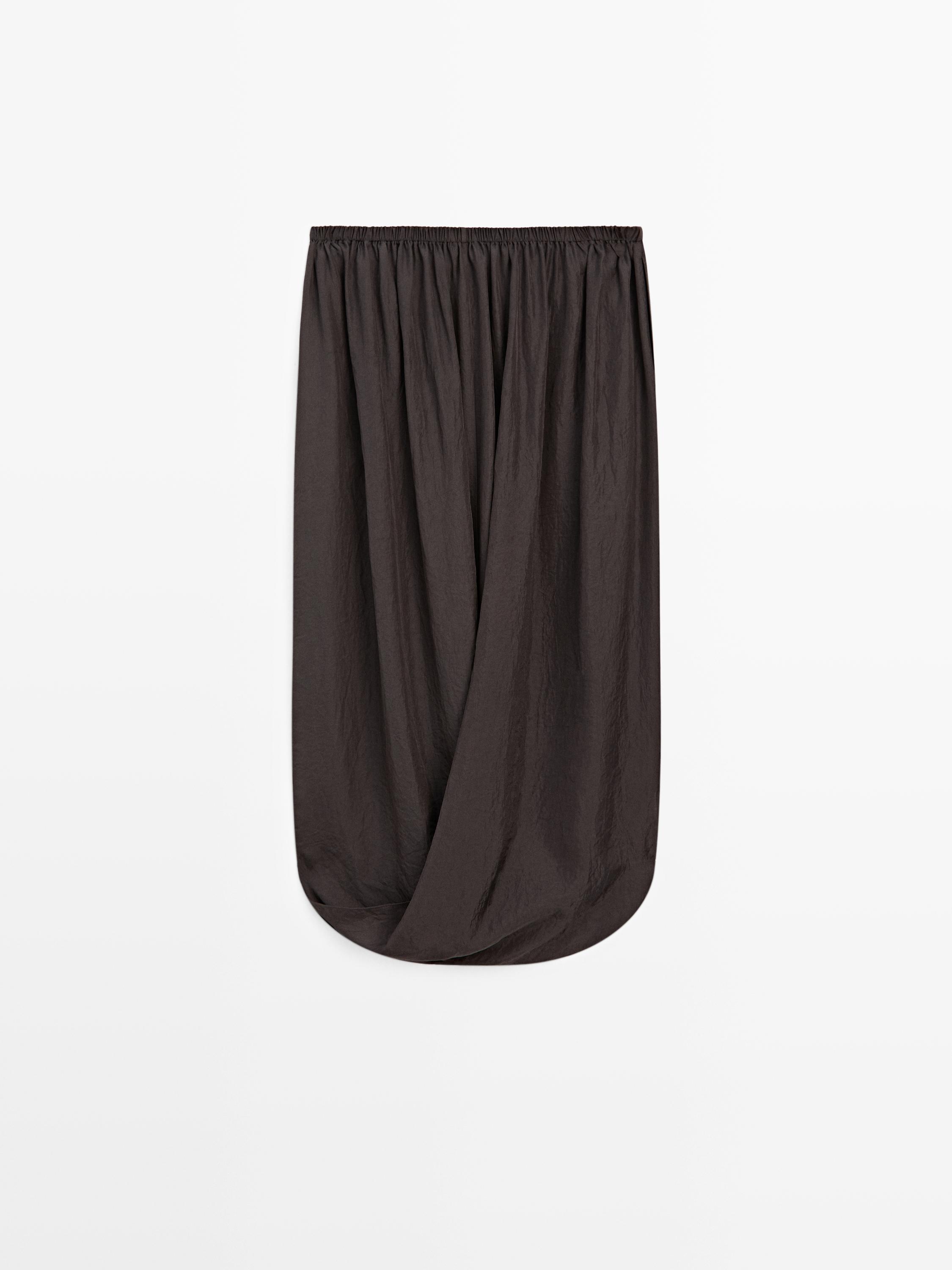 Büzgülü bel midi etek