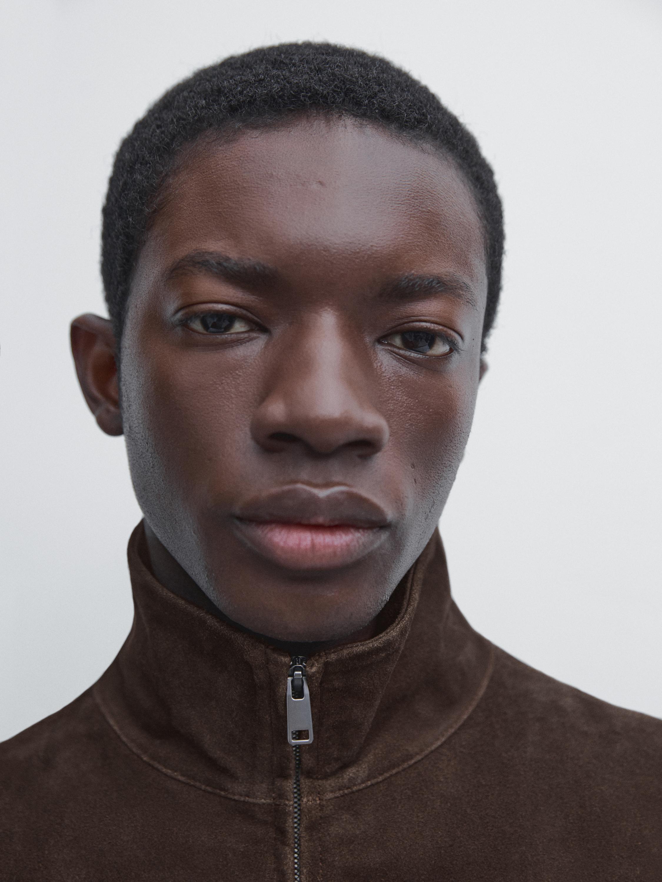 Suede leather jacket — GREY