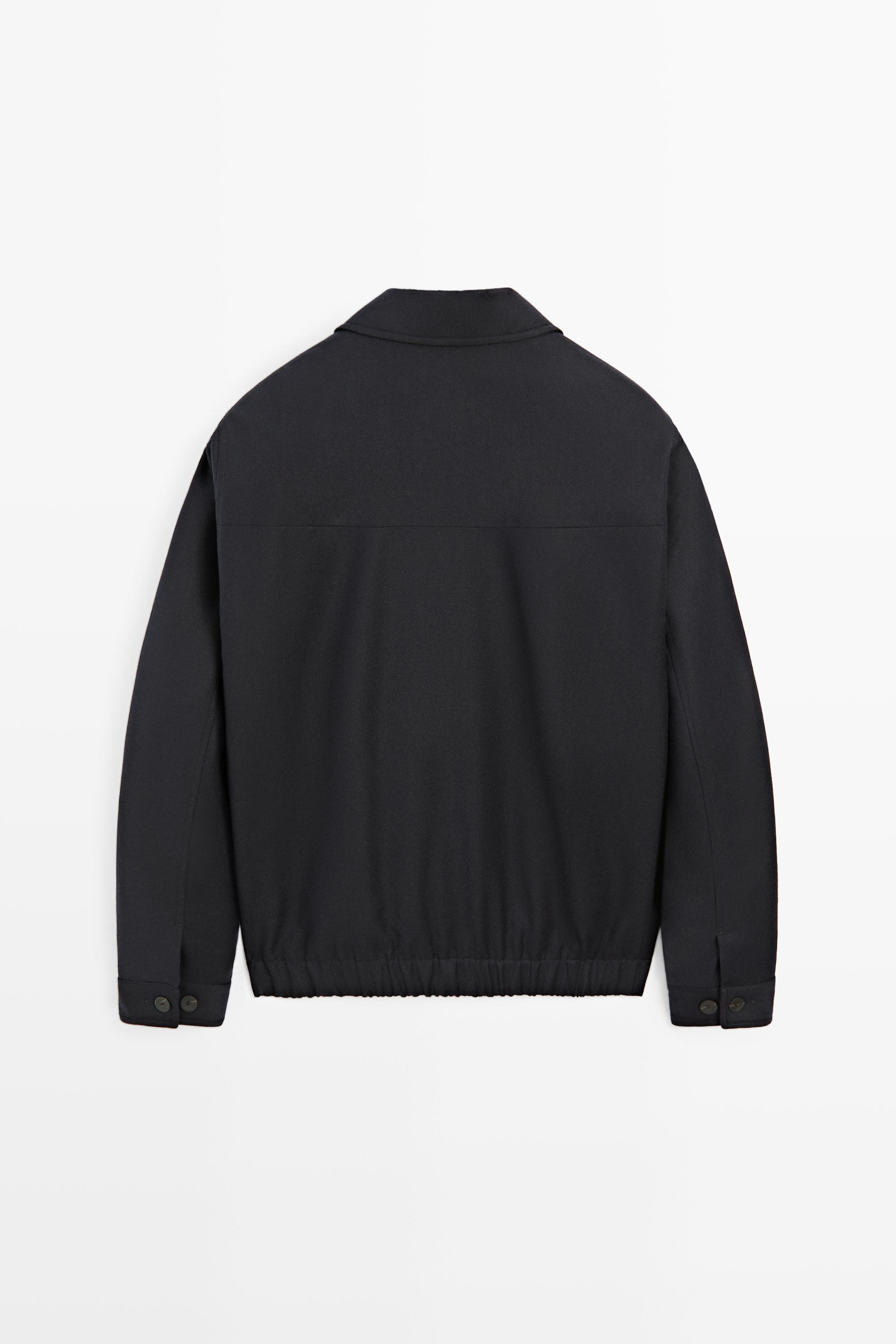 Massimo Dutti Süet %100 yün bomber ceket total look görsel 4