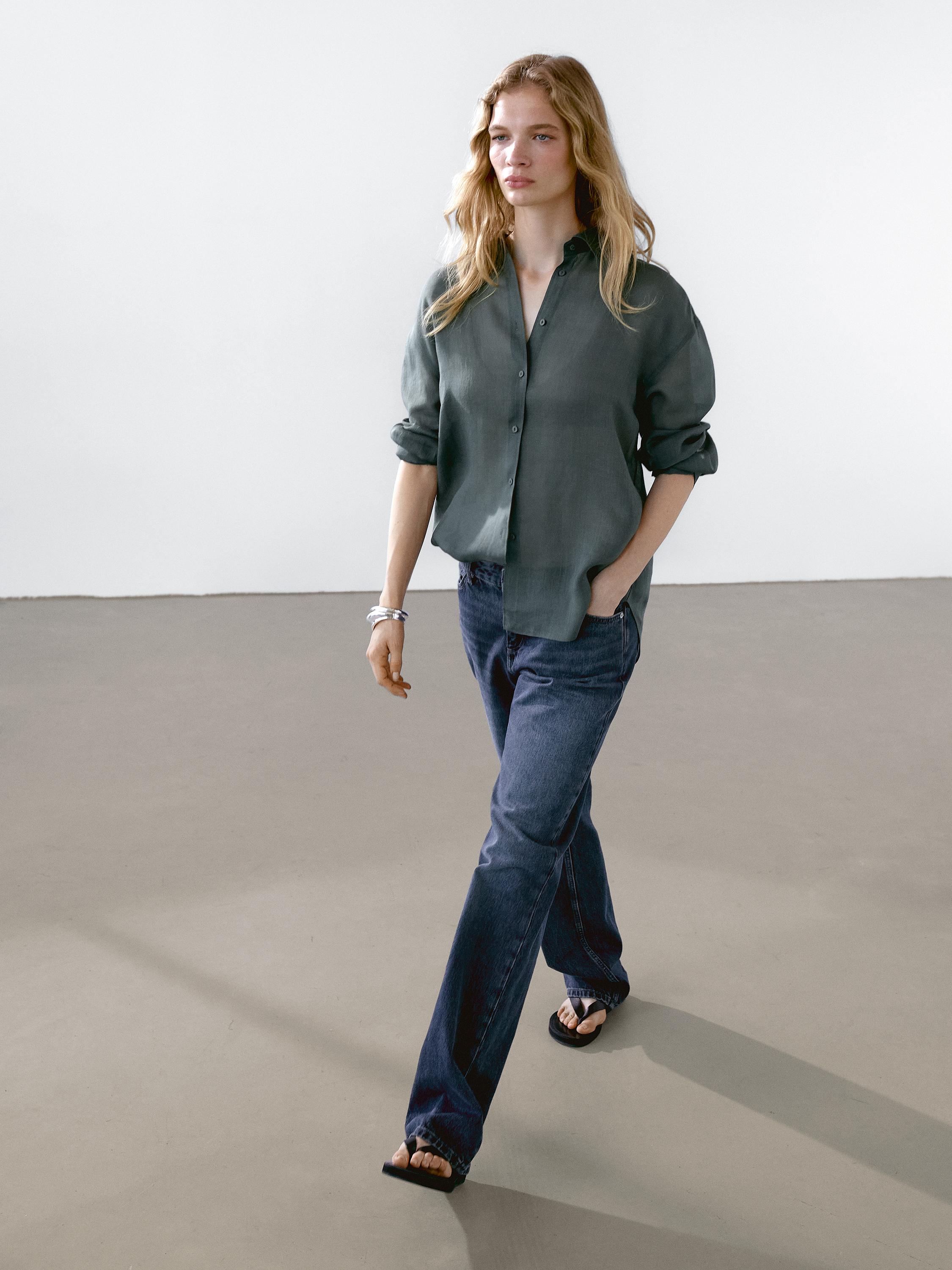 Flowing ramie blend shirt