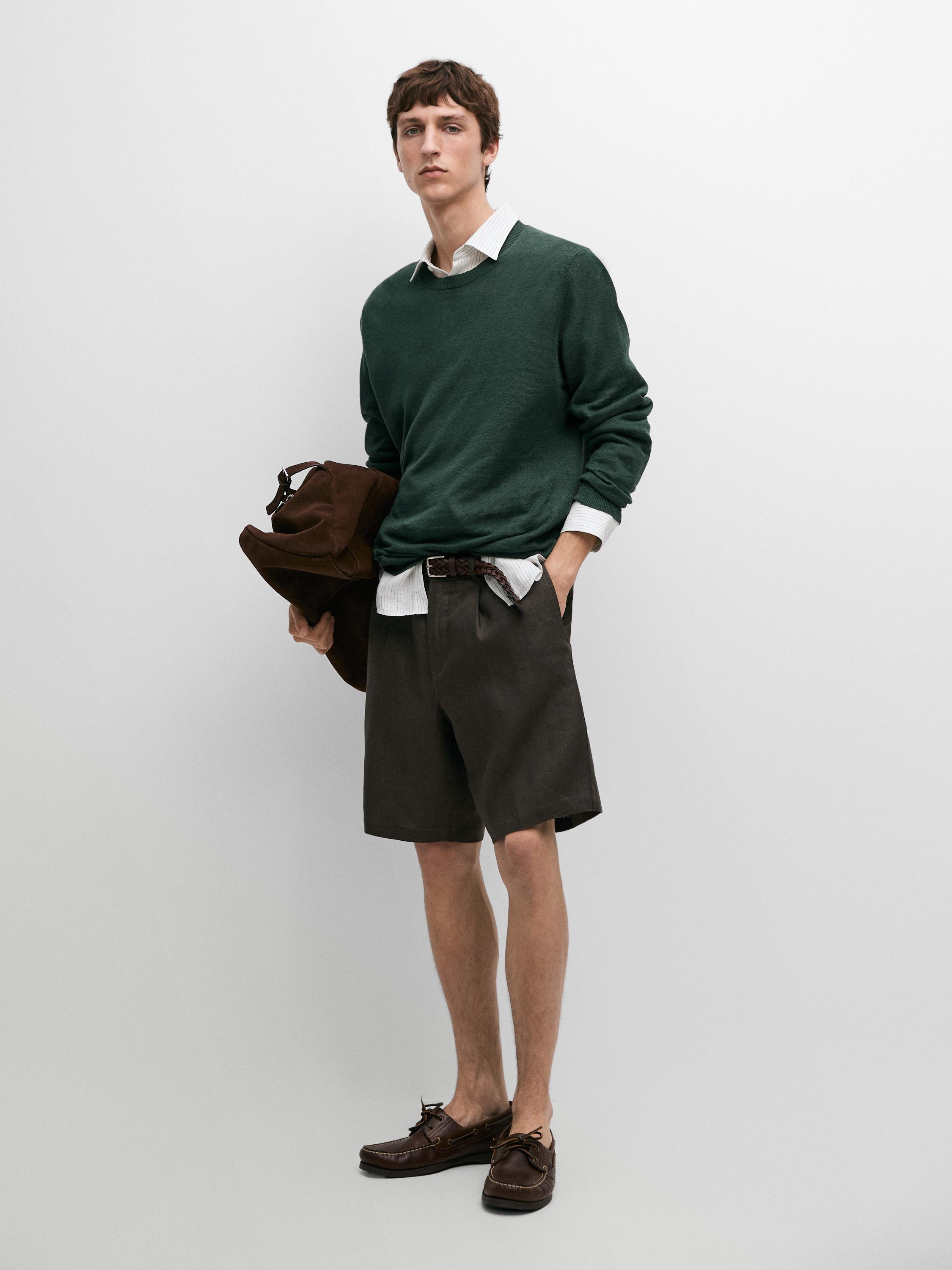 شورت برمودا كتان بتفصيل مطاطي