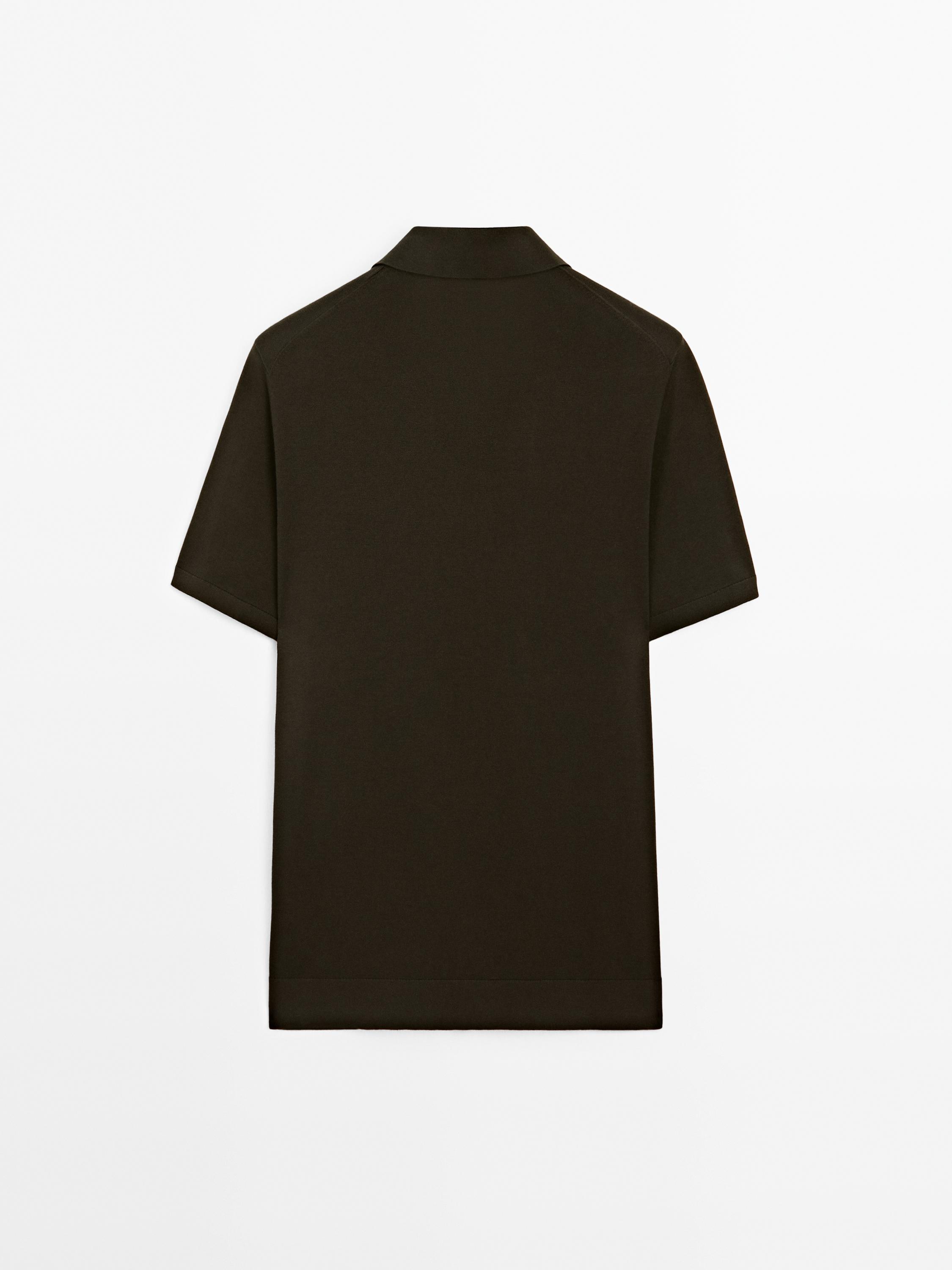 Short sleeve cotton knit polo shirt