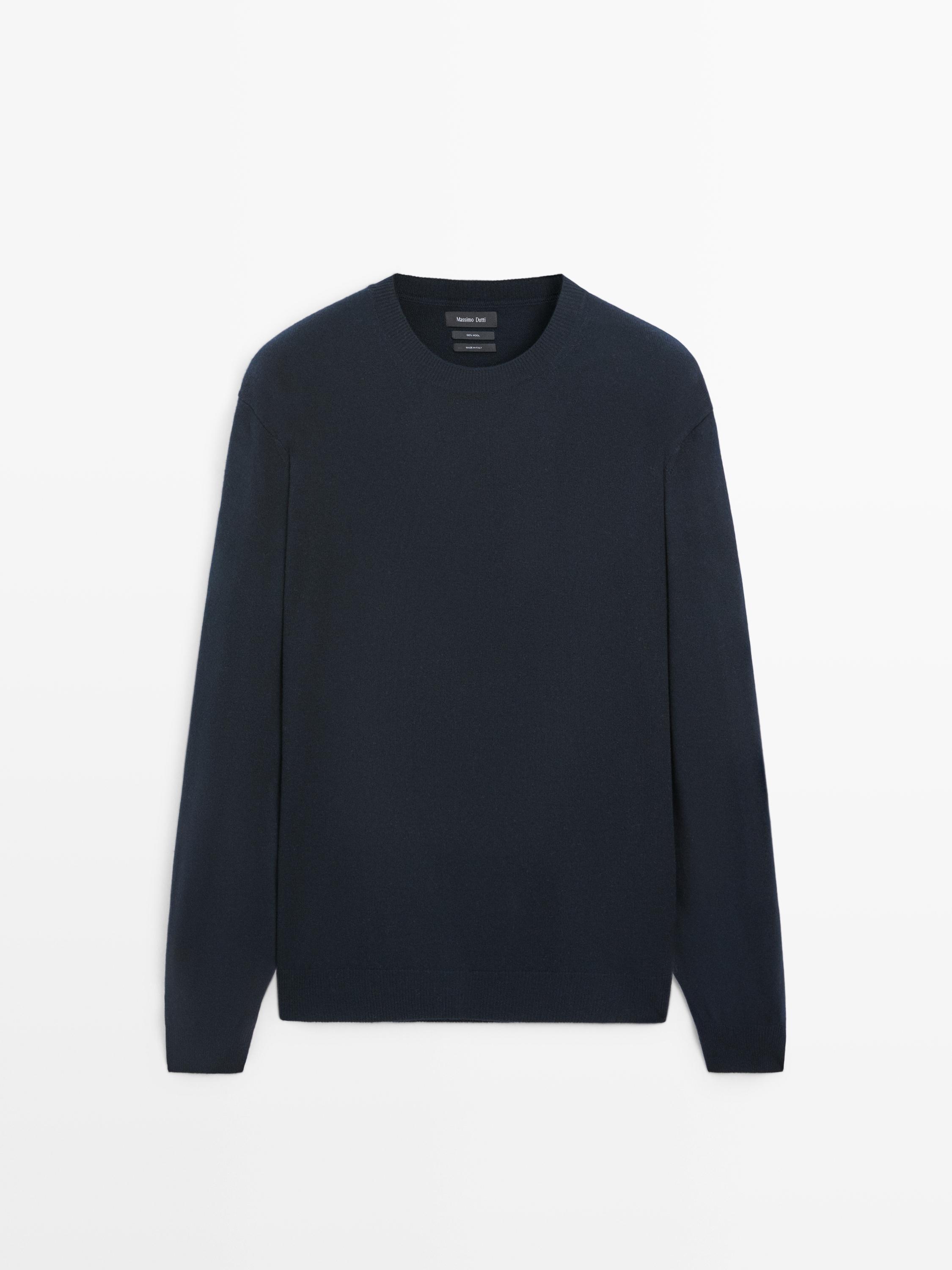 100% wool knit sweater — NAVY BLUE