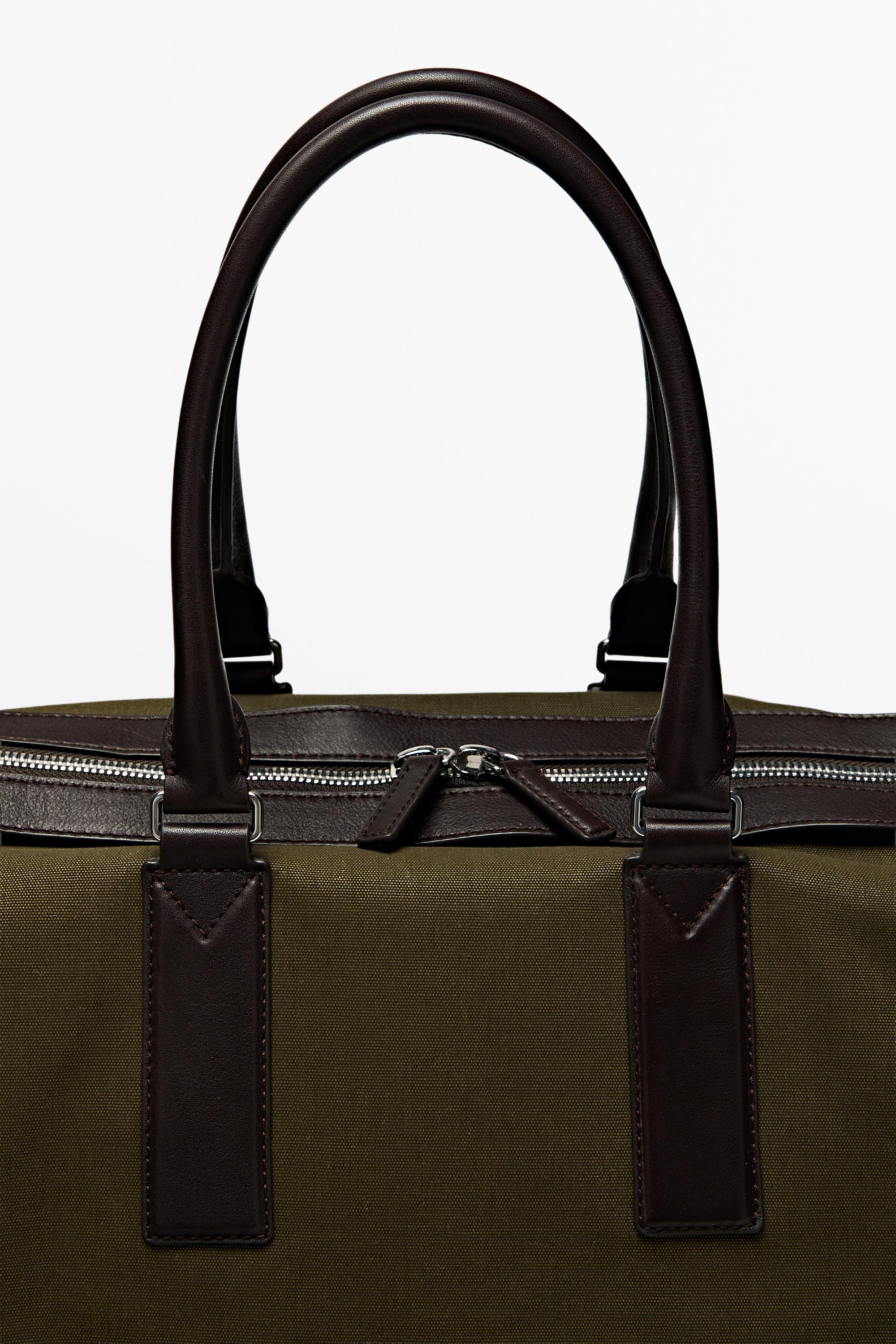 Nappa leather detail travel bag — KHAKI