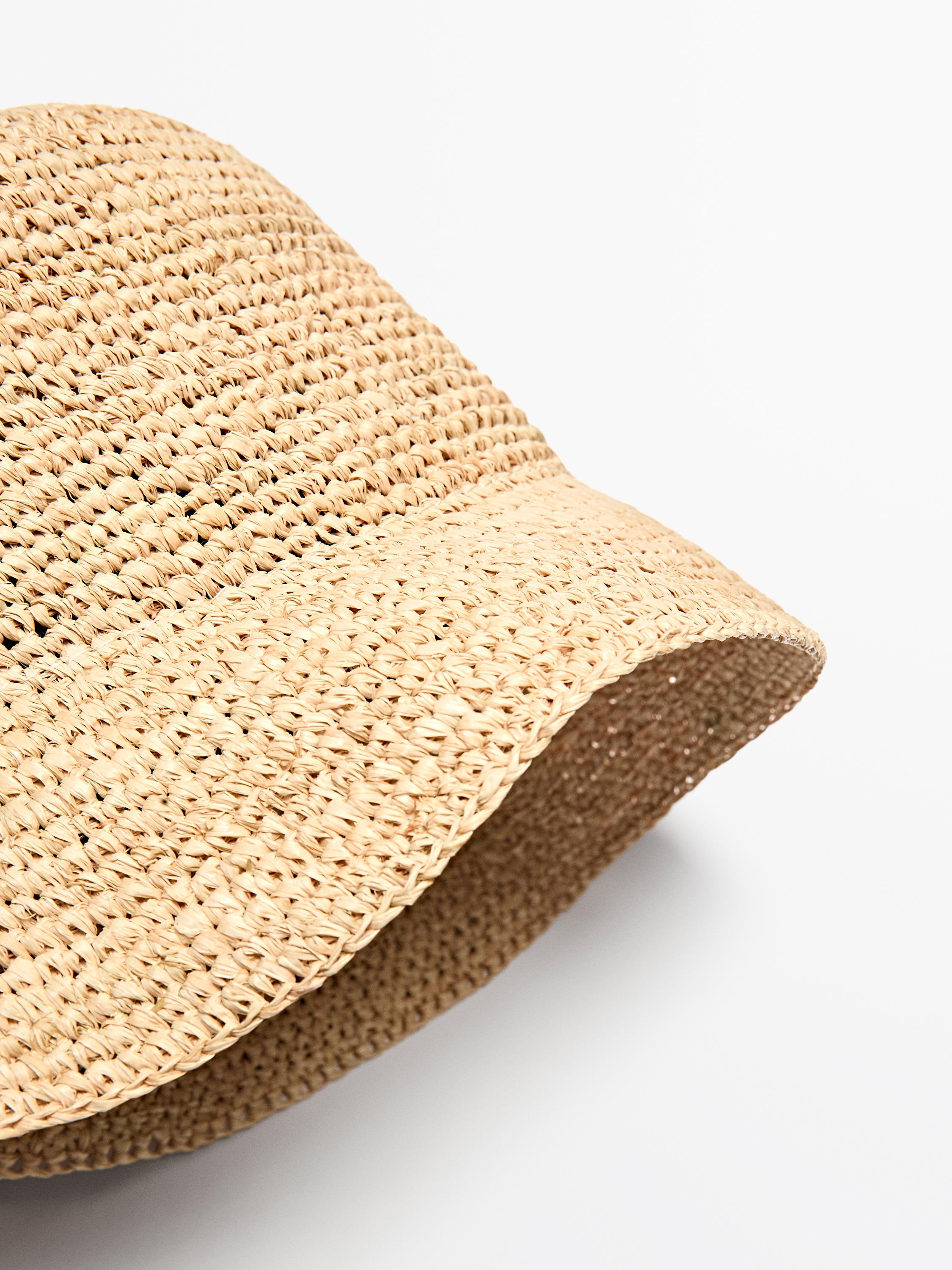 Raffia bucket hat — CREAM