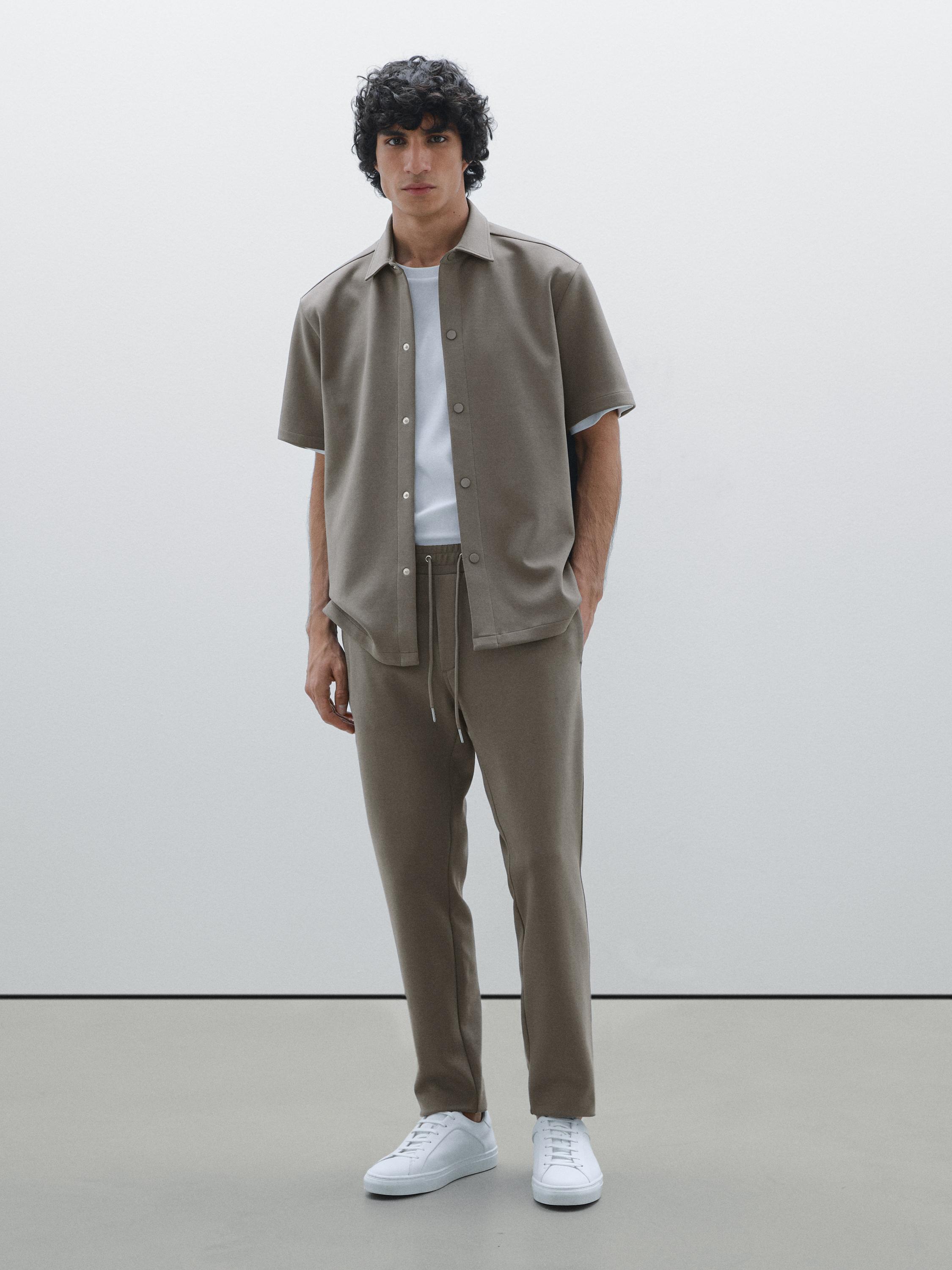 Cotton blend jogger fit trousers