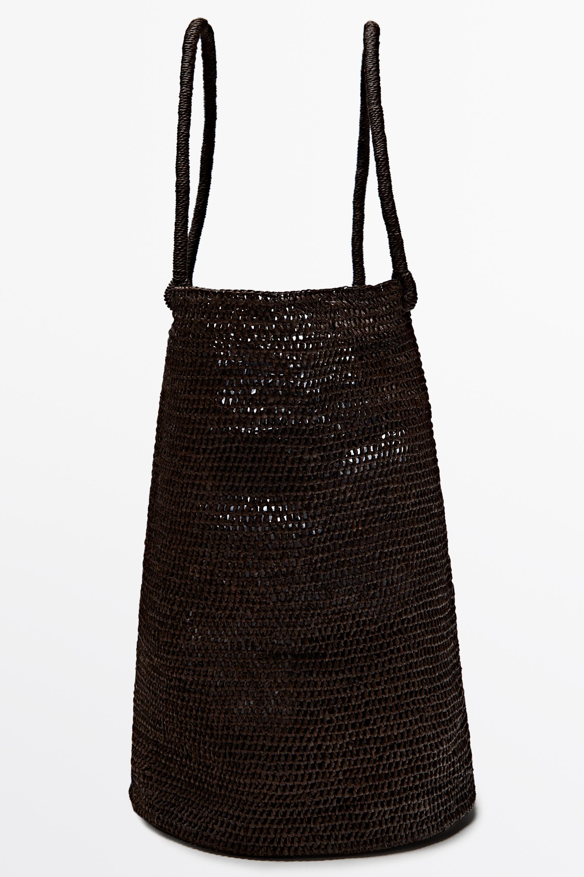 Raffia bucket tote bag — BROWN (alternate view)