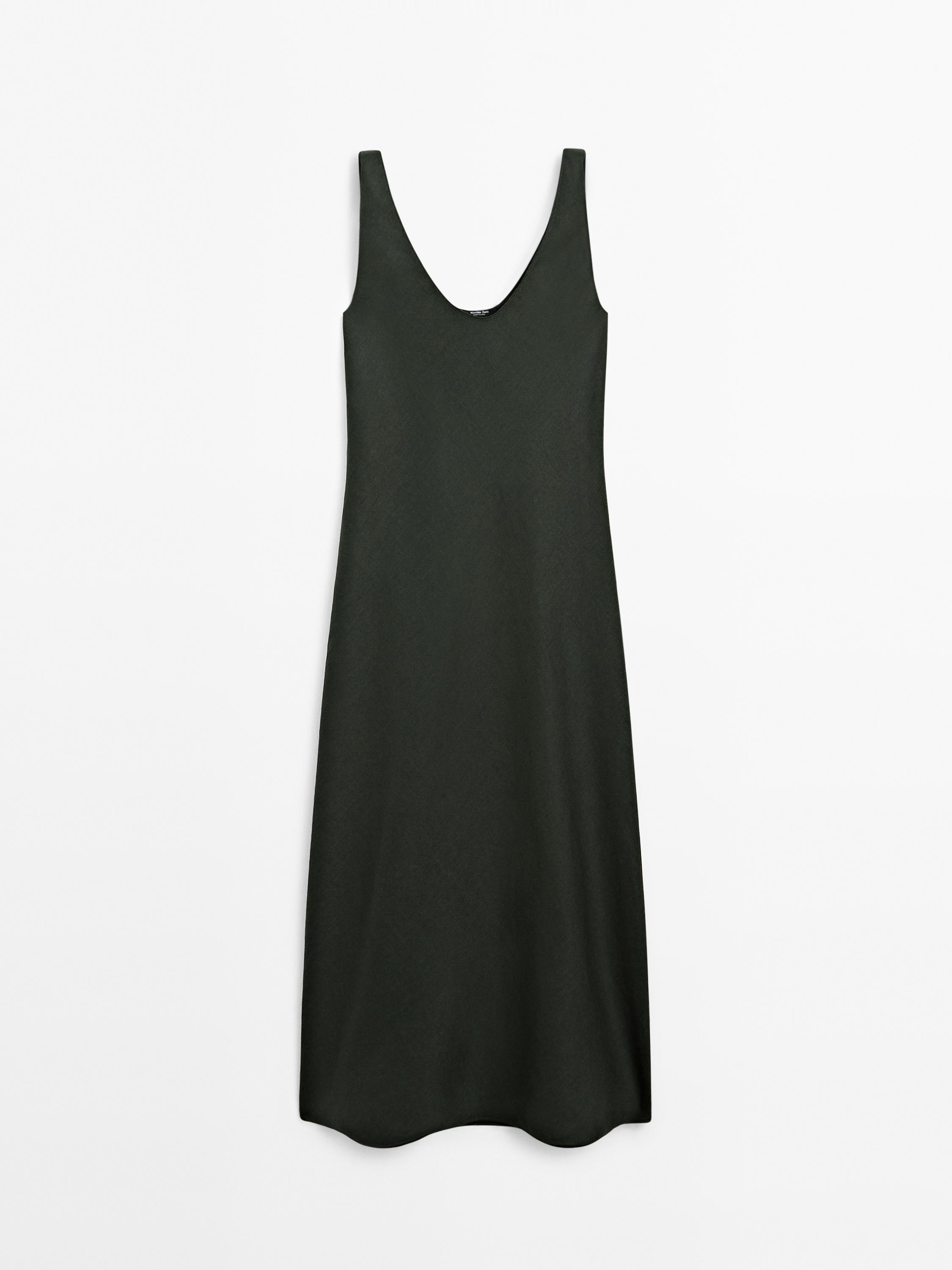 100% linen midi dress