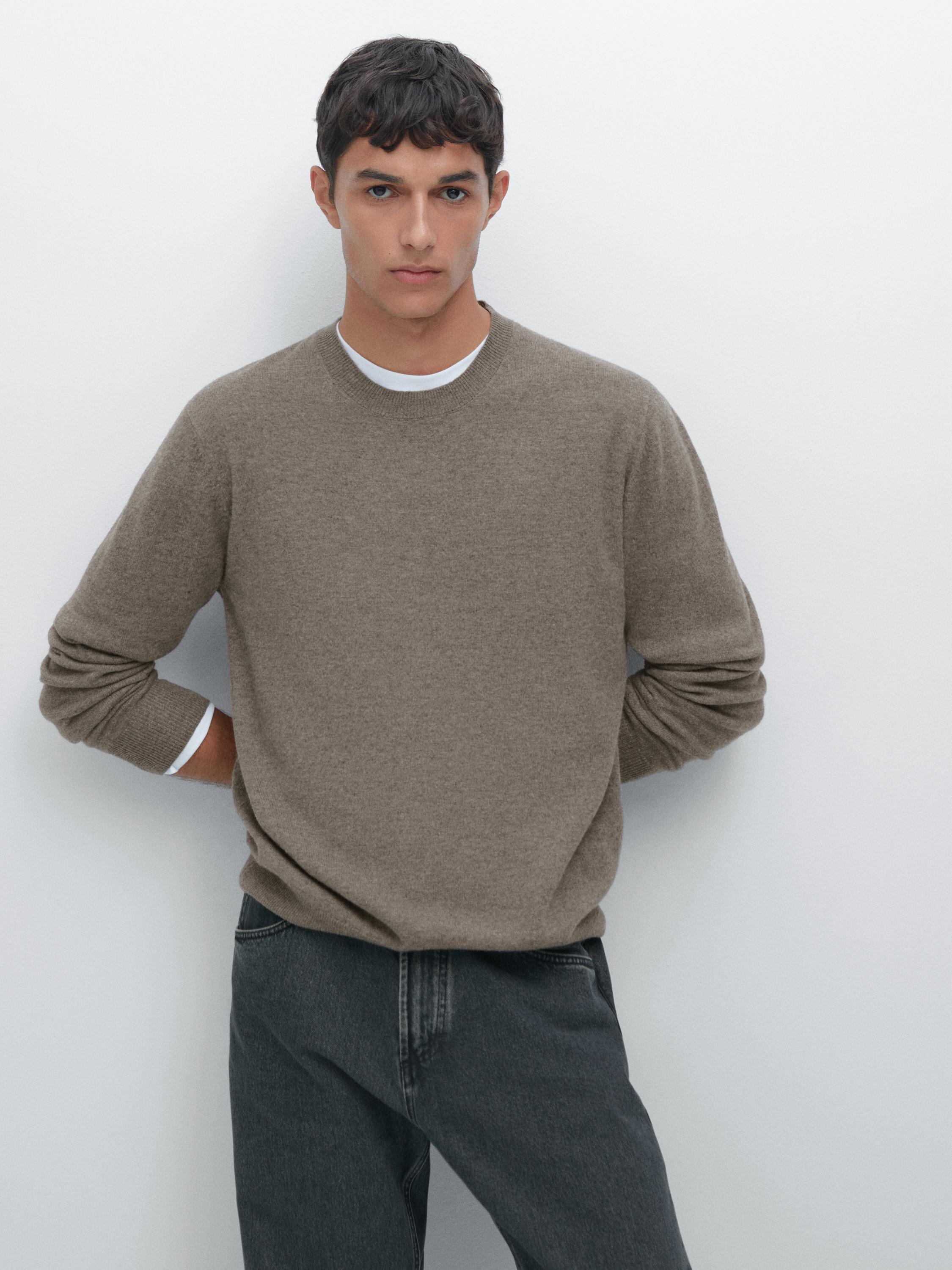 Wool blend crew neck sweater