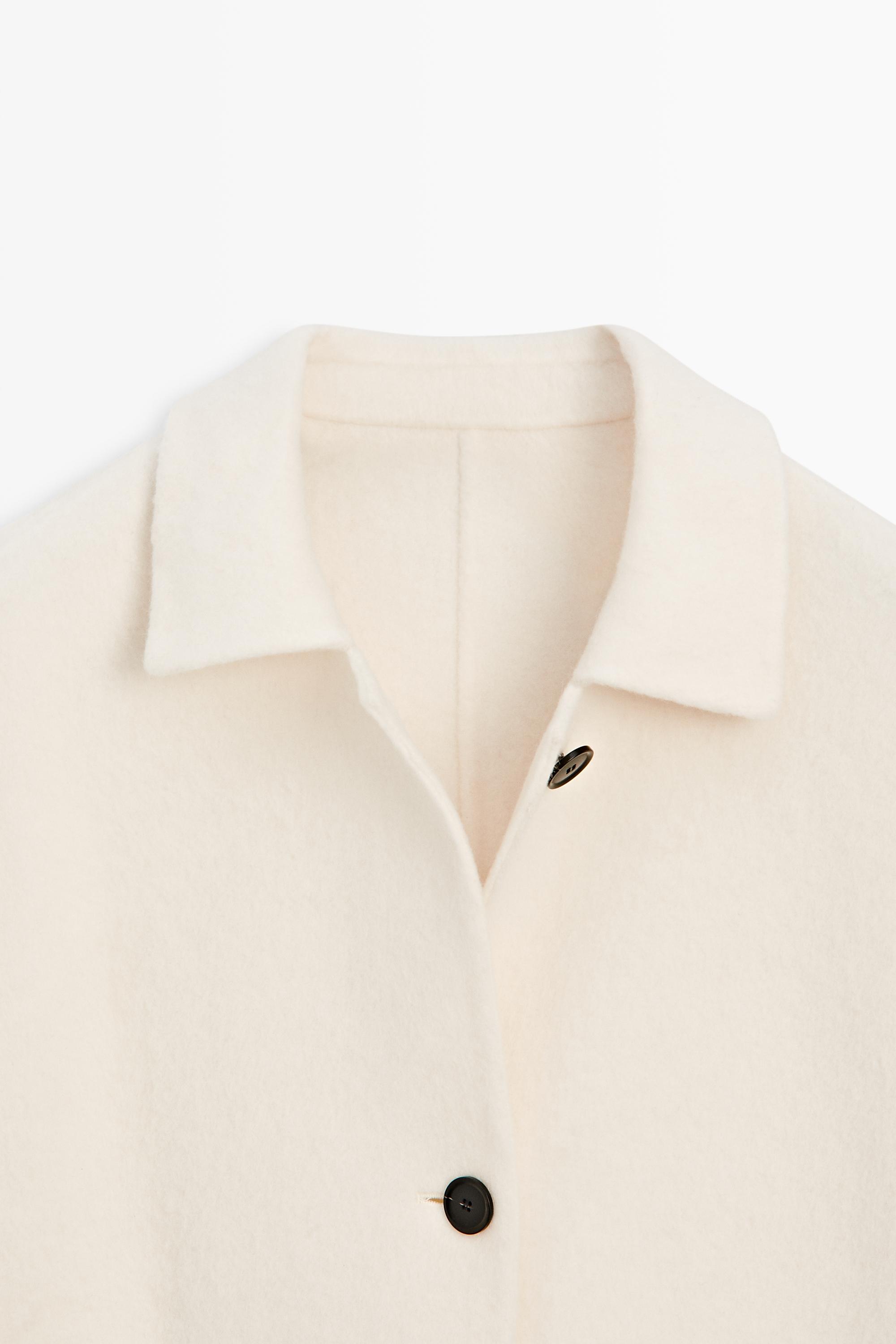 Medium single-breasted wool blend coat — Off white (alternate view)