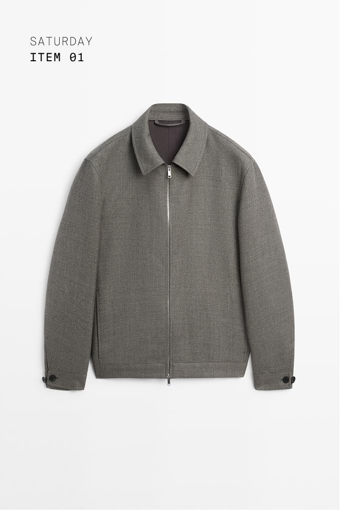 100% wool structured jacket — Greyish green