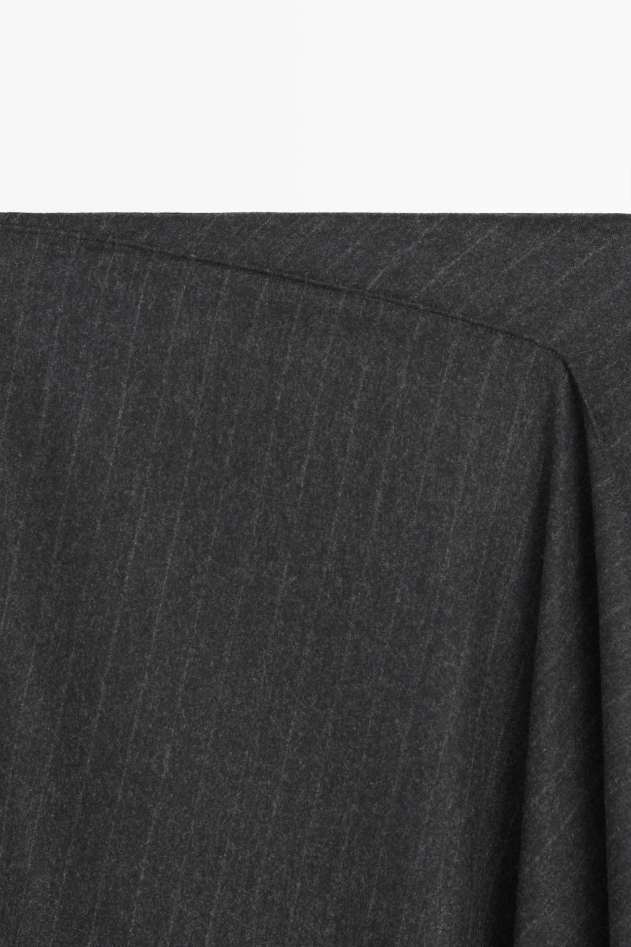 Pinstripe wrap midi skirt — GREY