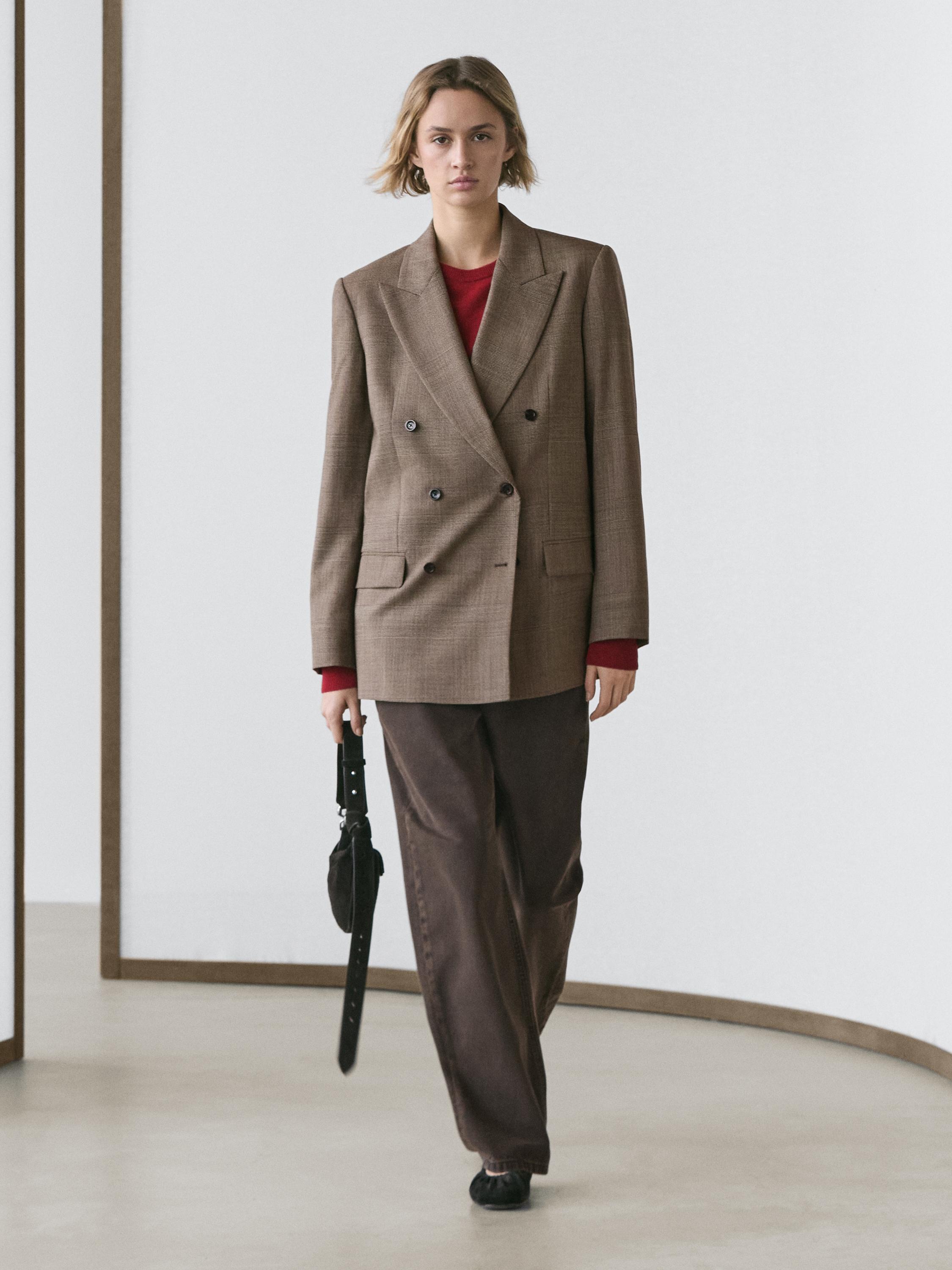 100% wool check suit blazer