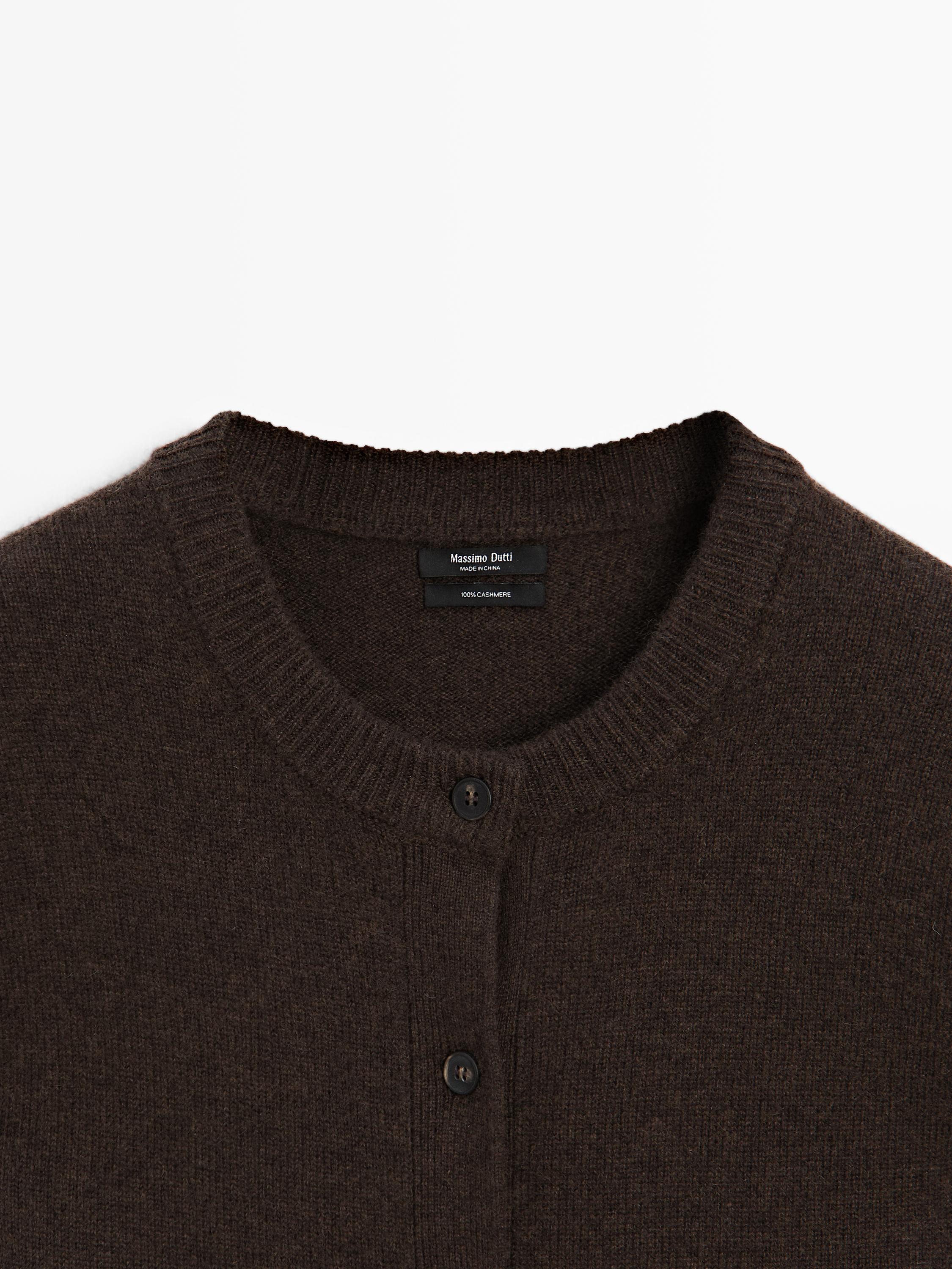 Long knit cashmere cardigan — Chocolate