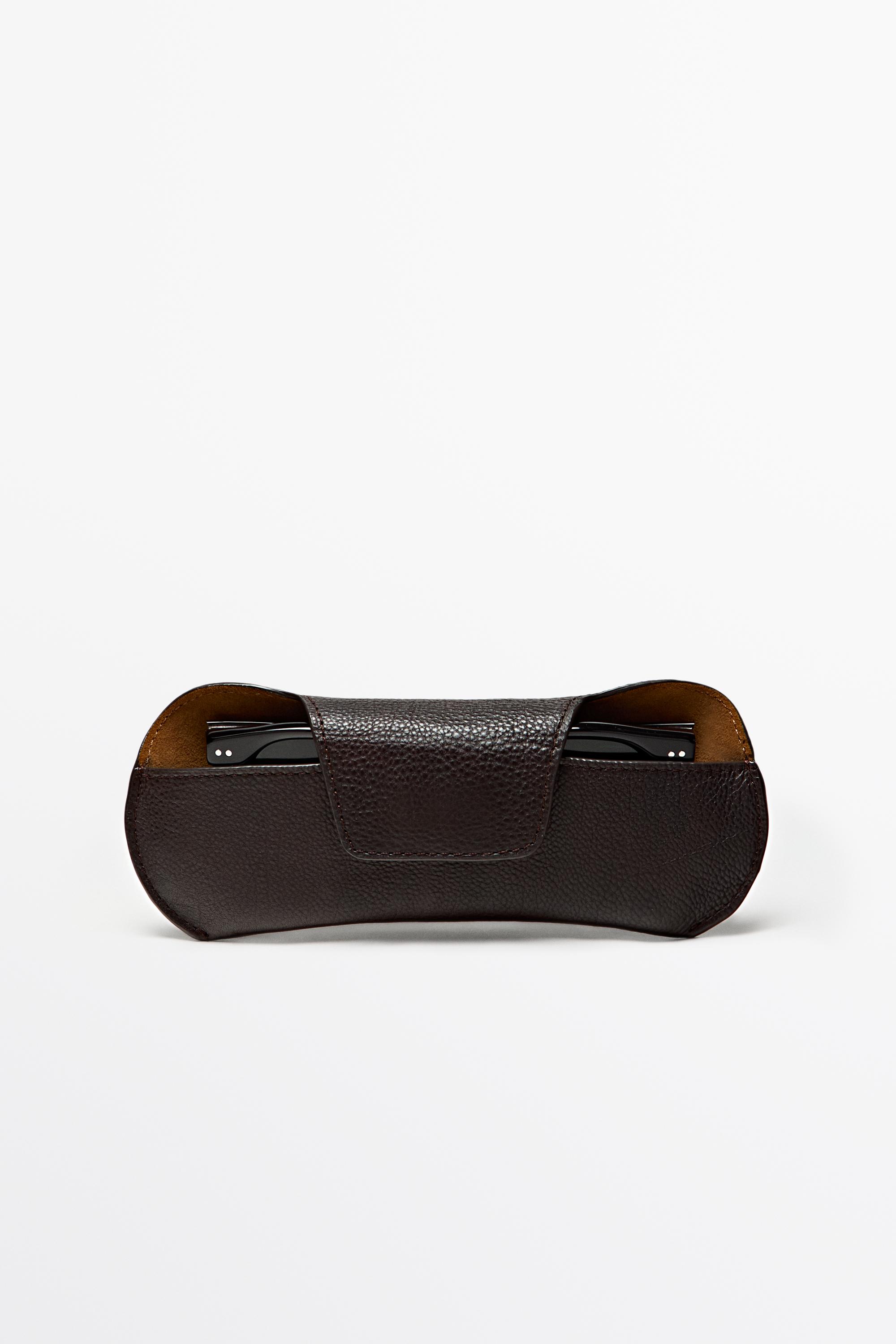 Nappa leather sunglasses case — BROWN