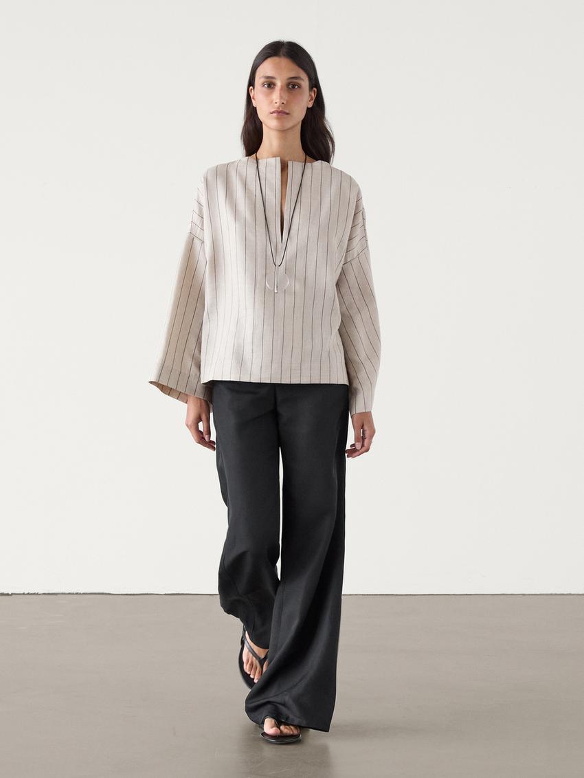 Massimo Dutti Women’s Striped Knit Cardigan – Red, White & Cream – Medium