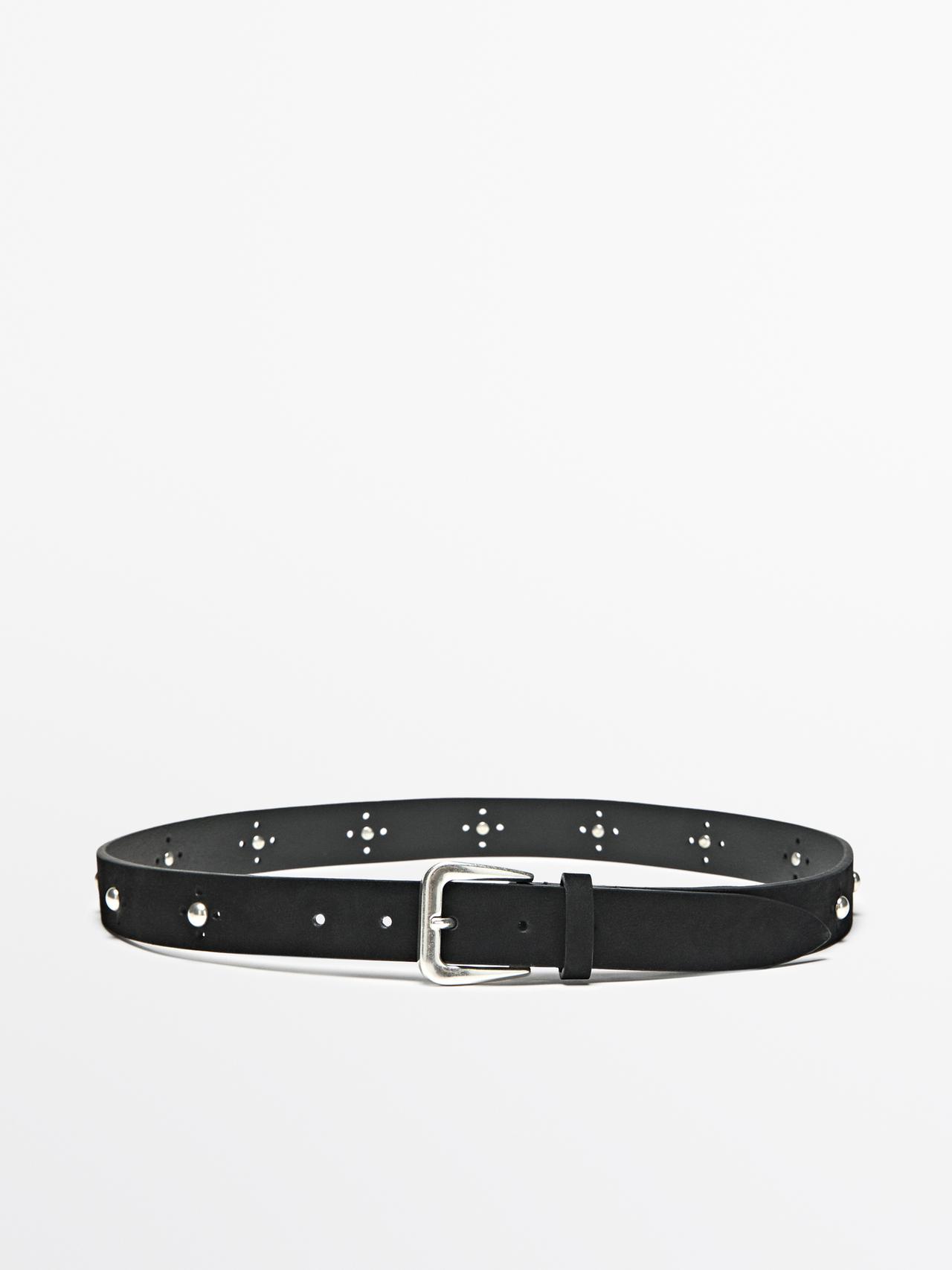 Ceinture Ajourée À Clous - Noir - S / 80cm - Massimo Dutti - Femme