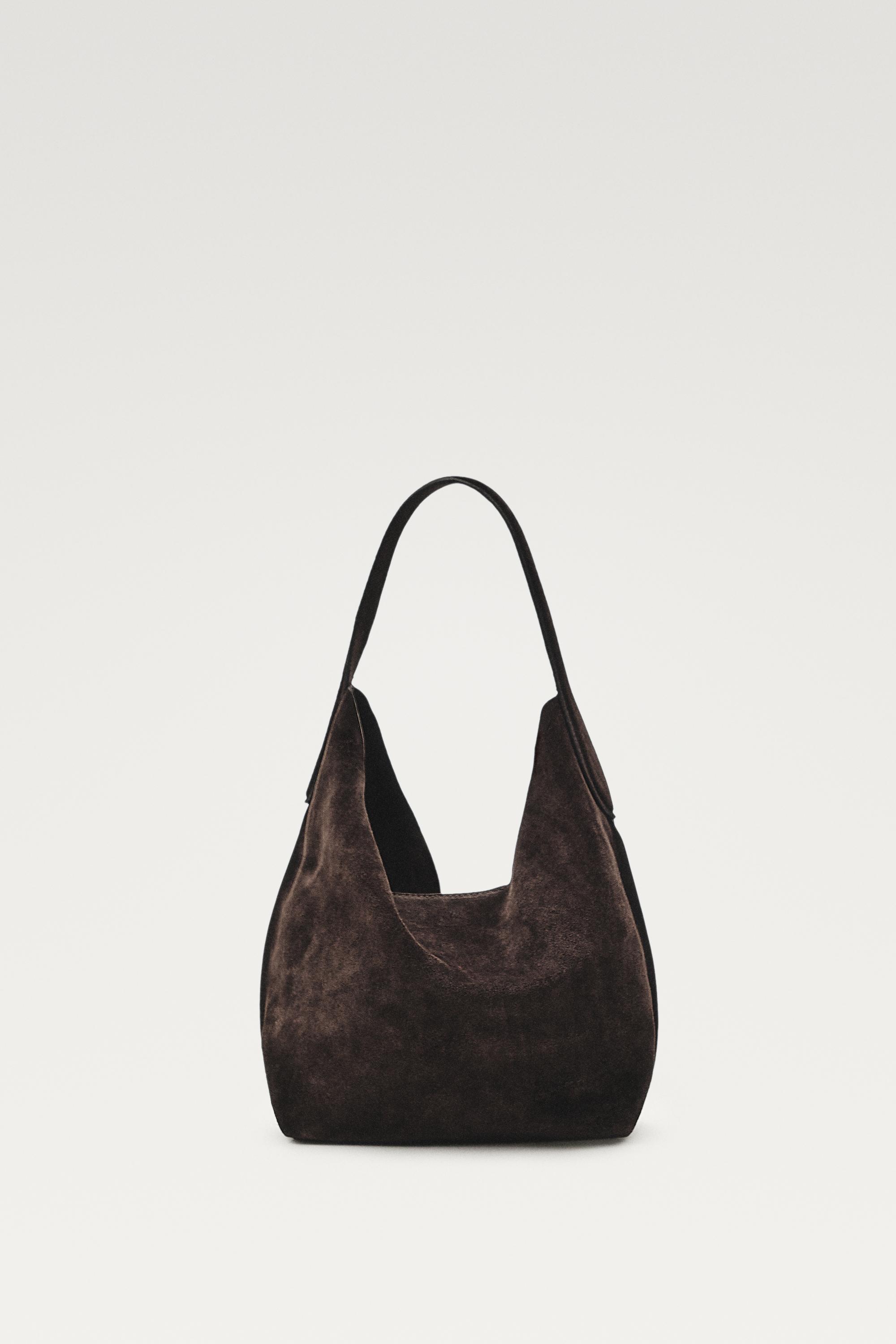 Split suede leather mini bag — Chocolate