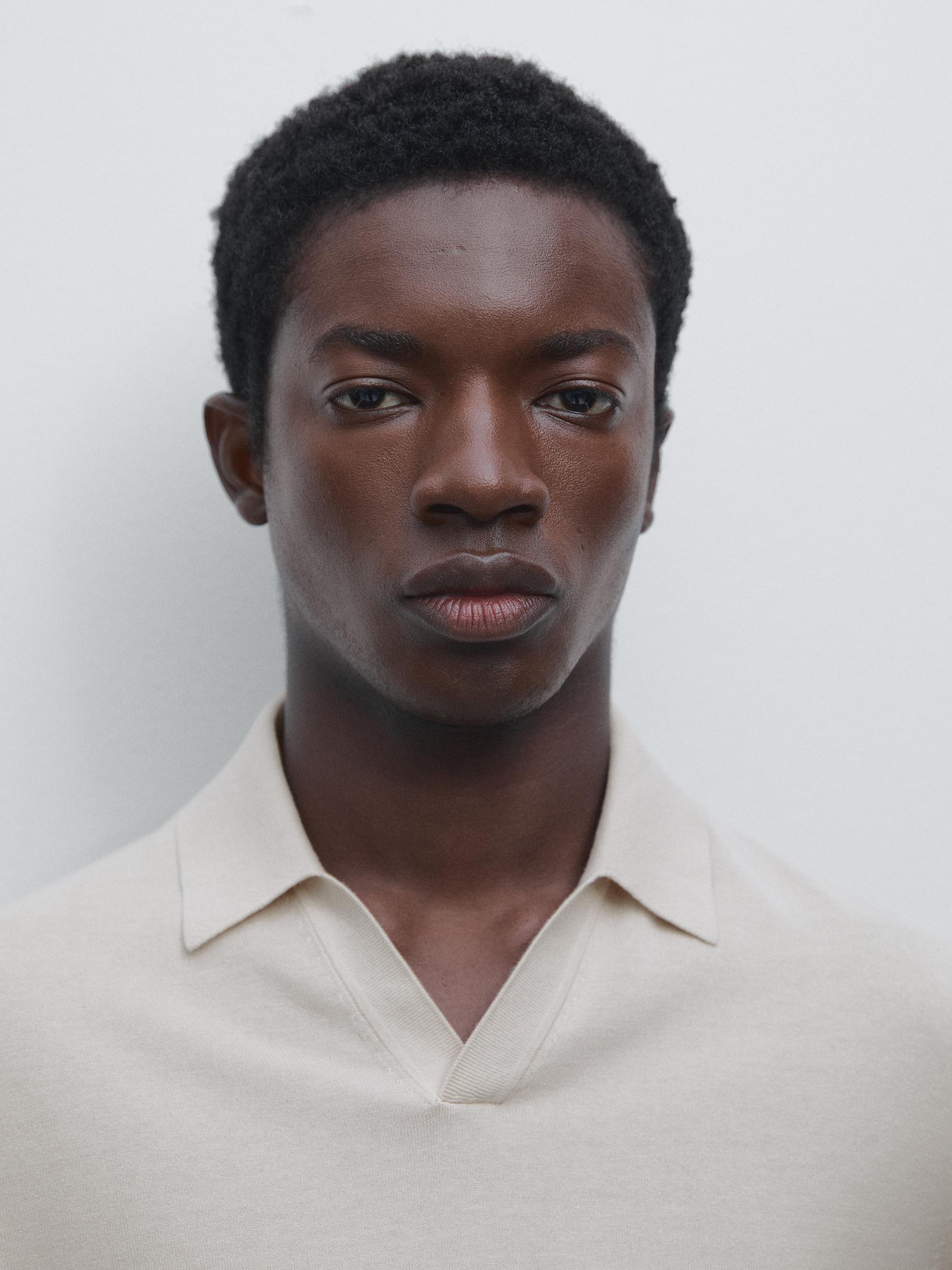 Short sleeve cotton knit polo shirt