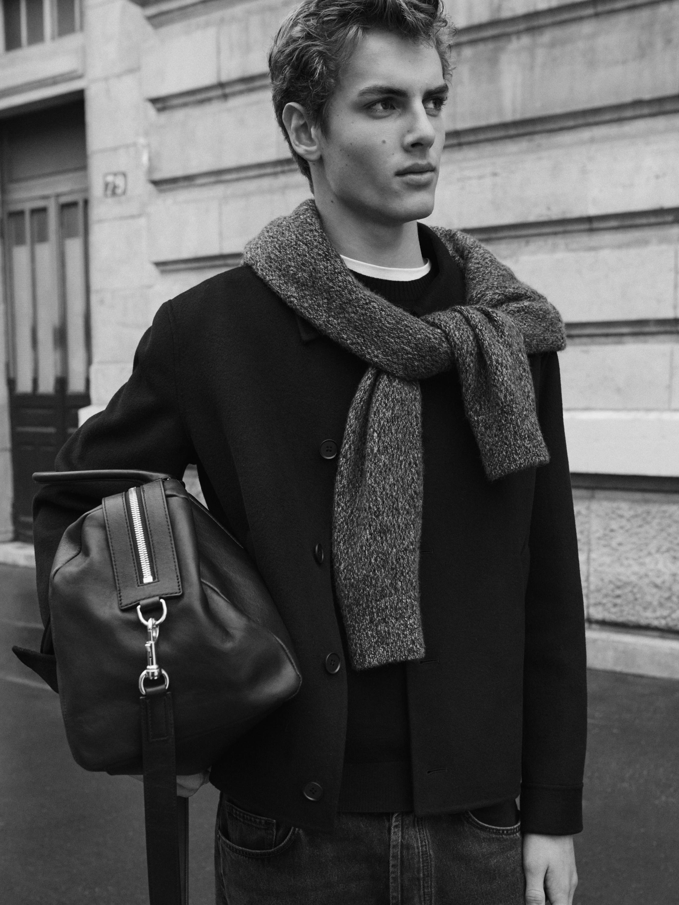 Short wool blend overshirt — BLACK