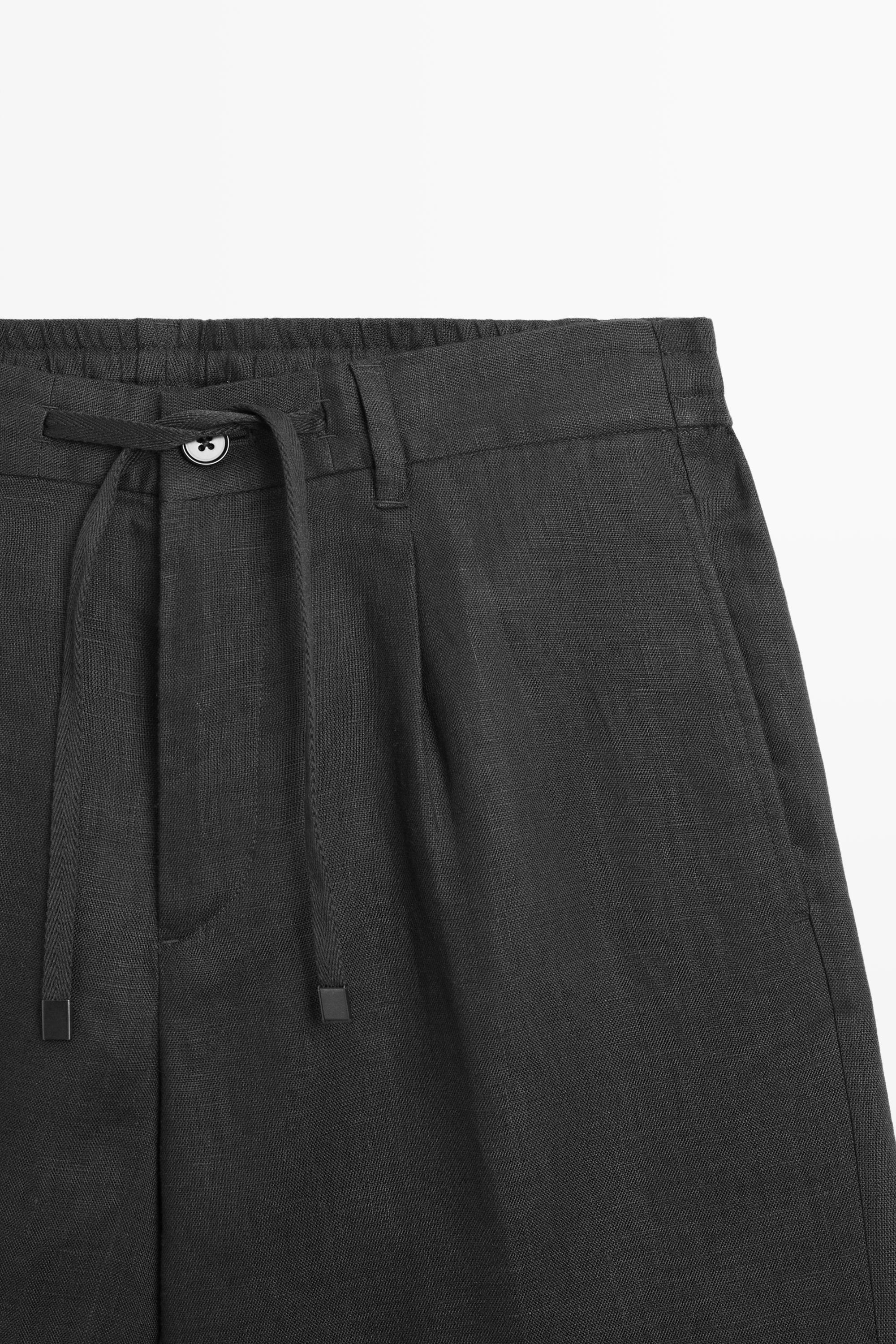 Linen co-ord elastic waist Bermuda shorts — PETROL BLUE