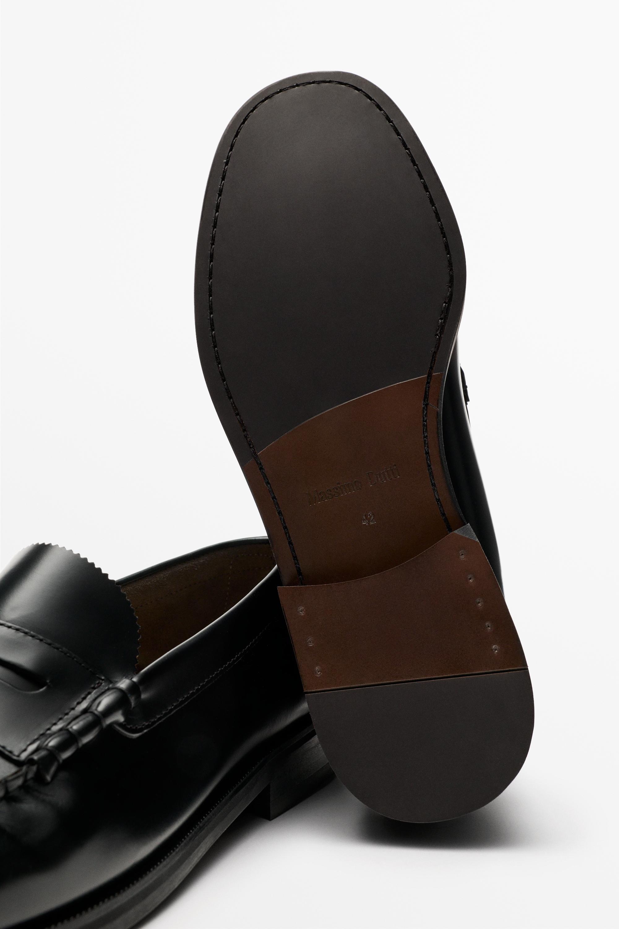 Leather penny loafer — BLACK