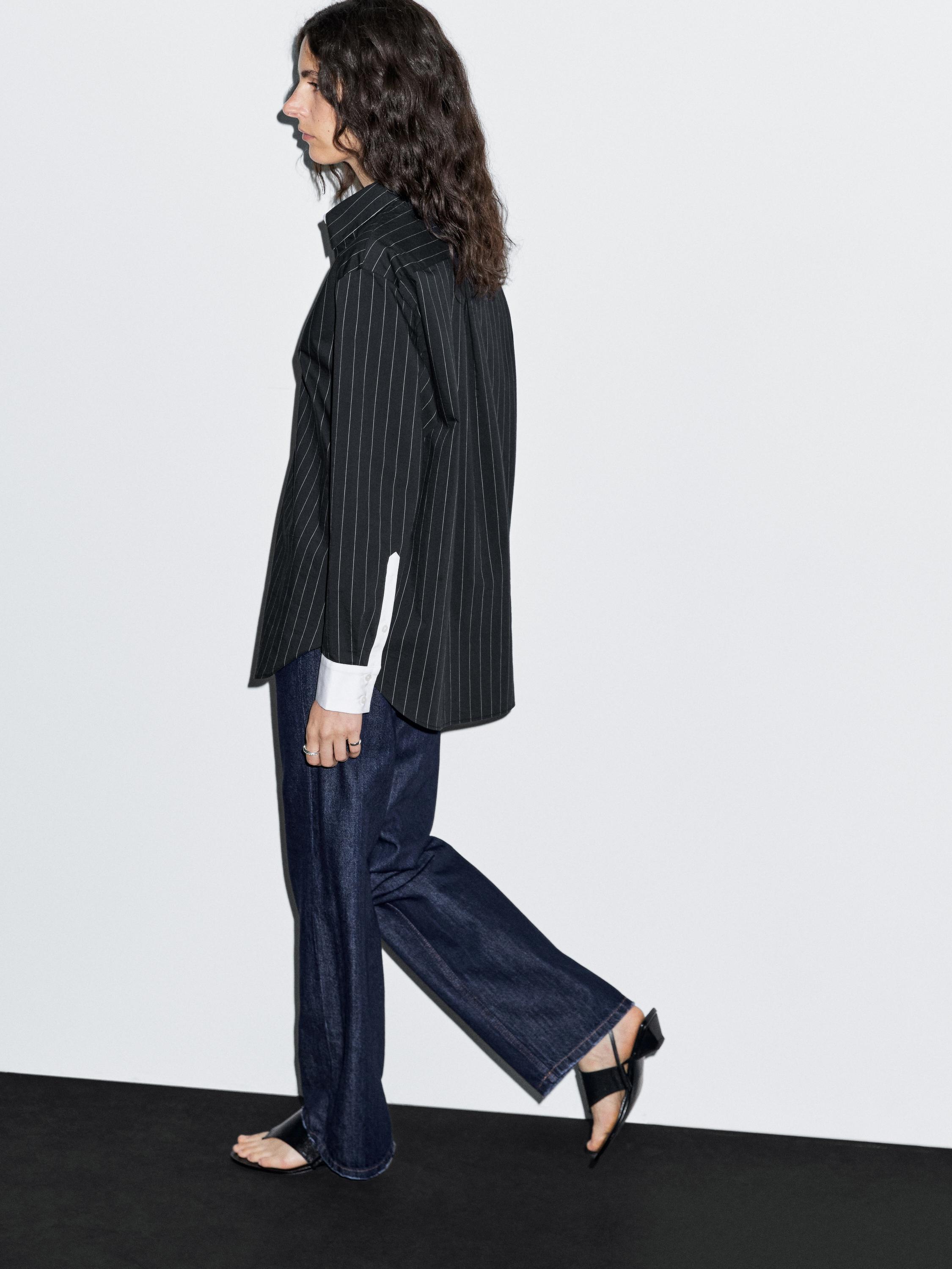Striped shirt with contrast detail