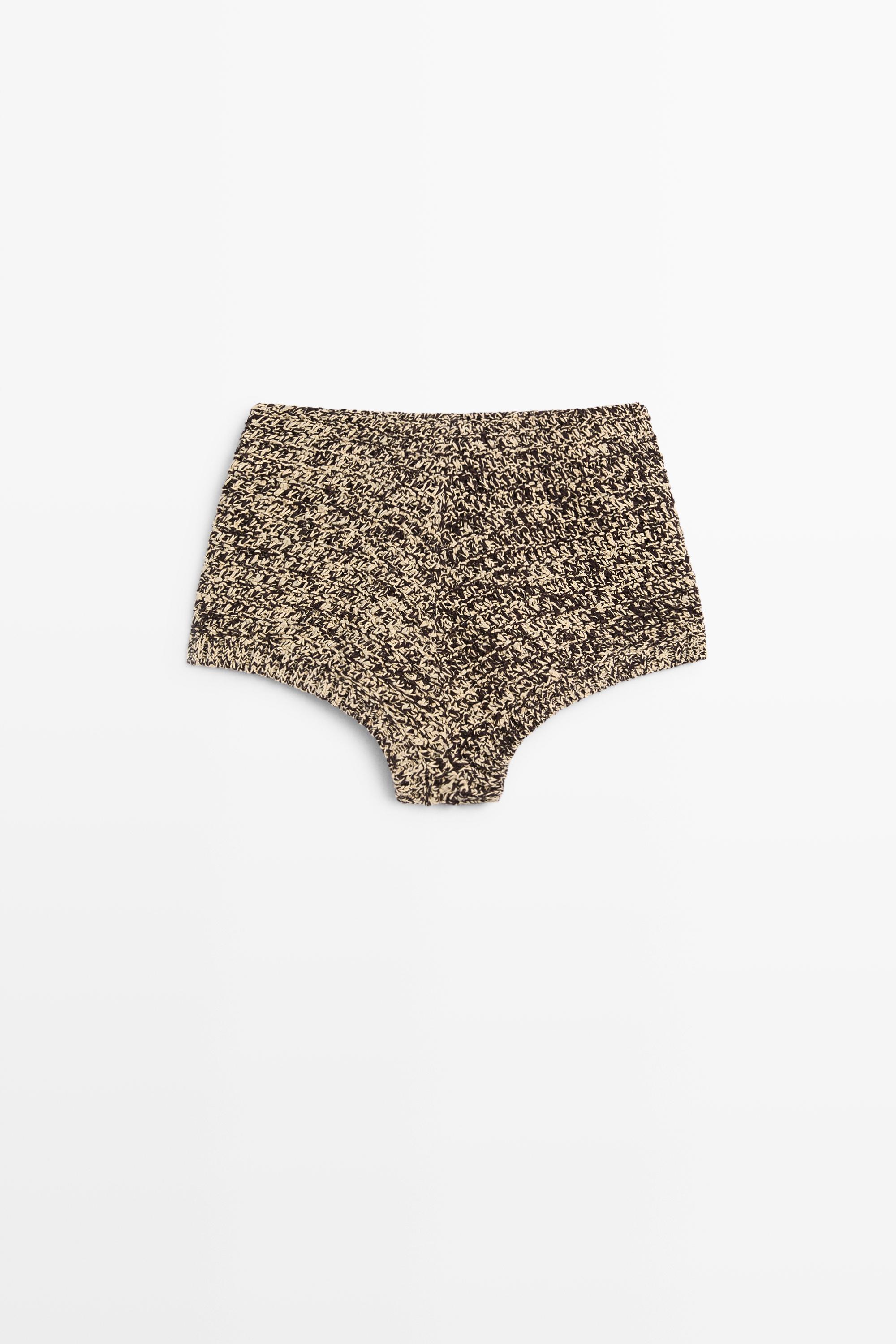 Flecked knit shorts co-ord — SAND