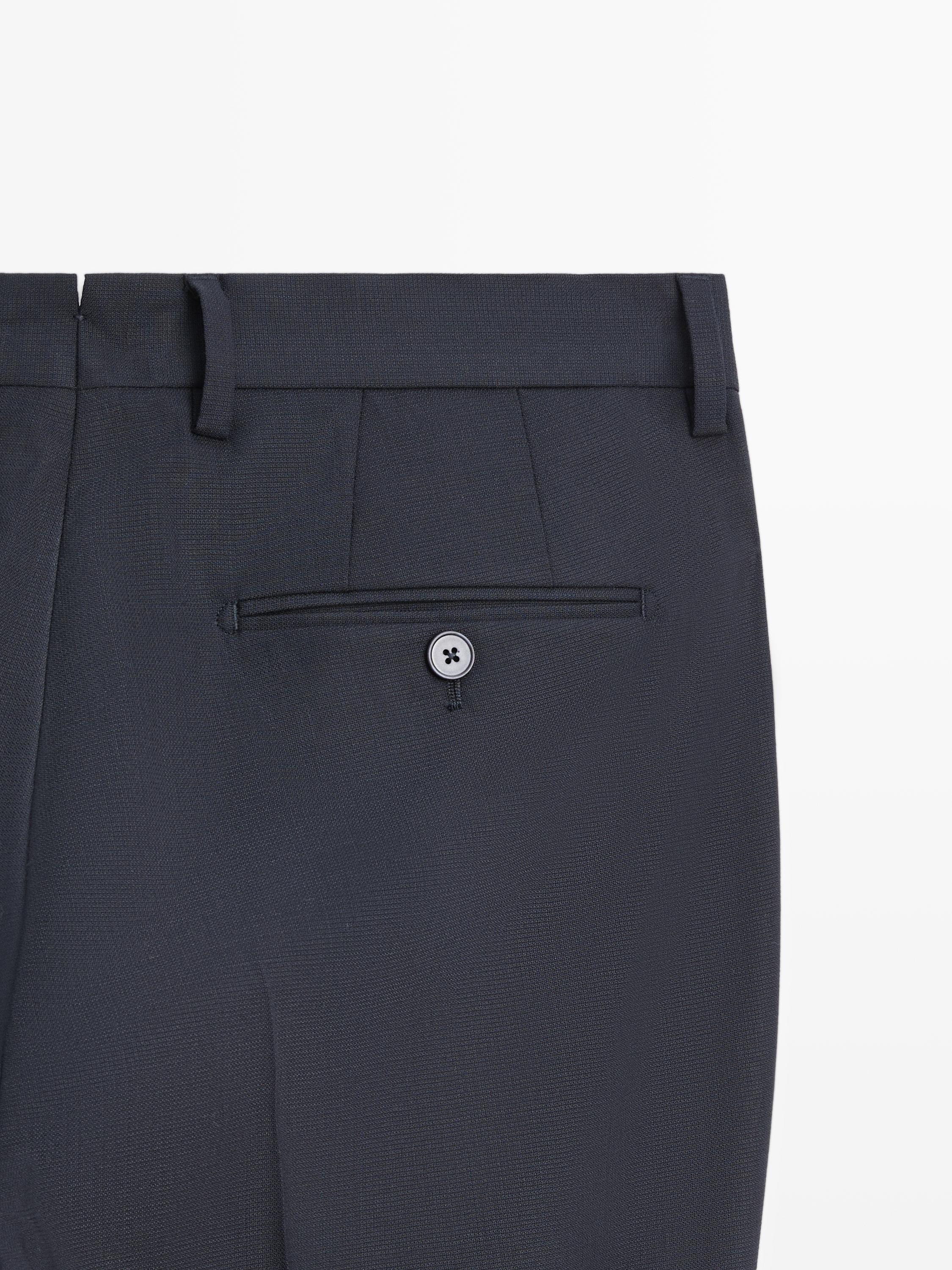 Cool wool blend suit trousers — NAVY BLUE