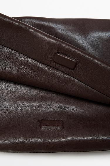 Nappa leather mini bag with stitch detail — BROWN 6