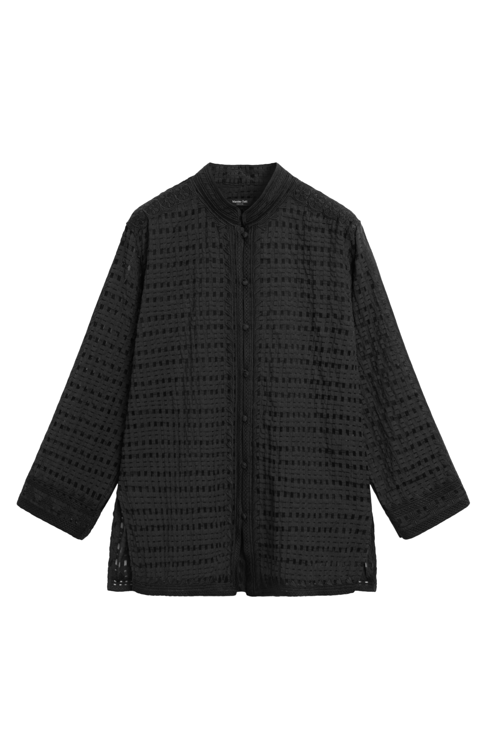 Massimo Dutti İşlemeli dökümlü gömlek görsel 5