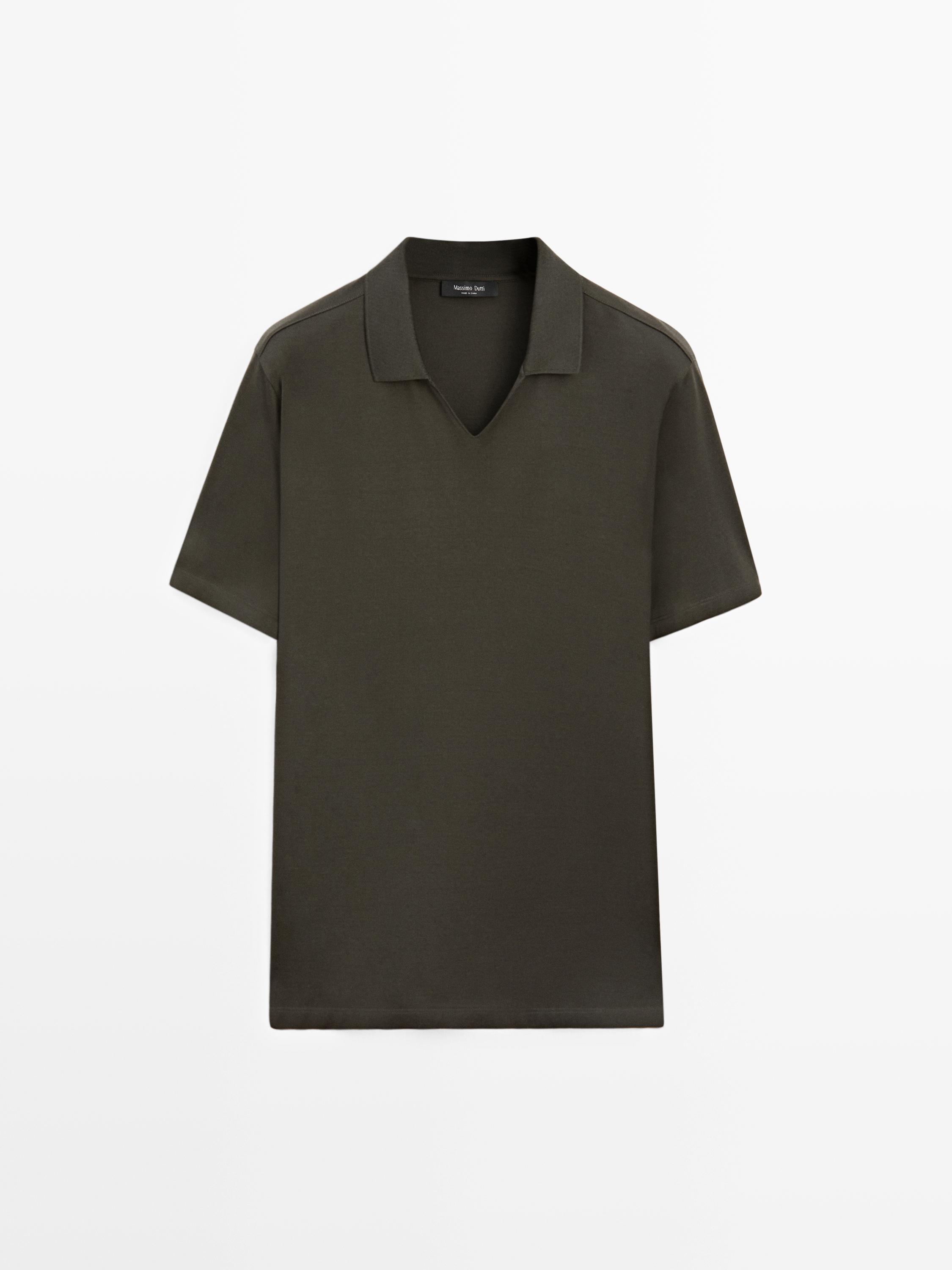 Pamuklu V yaka polo t-shirt