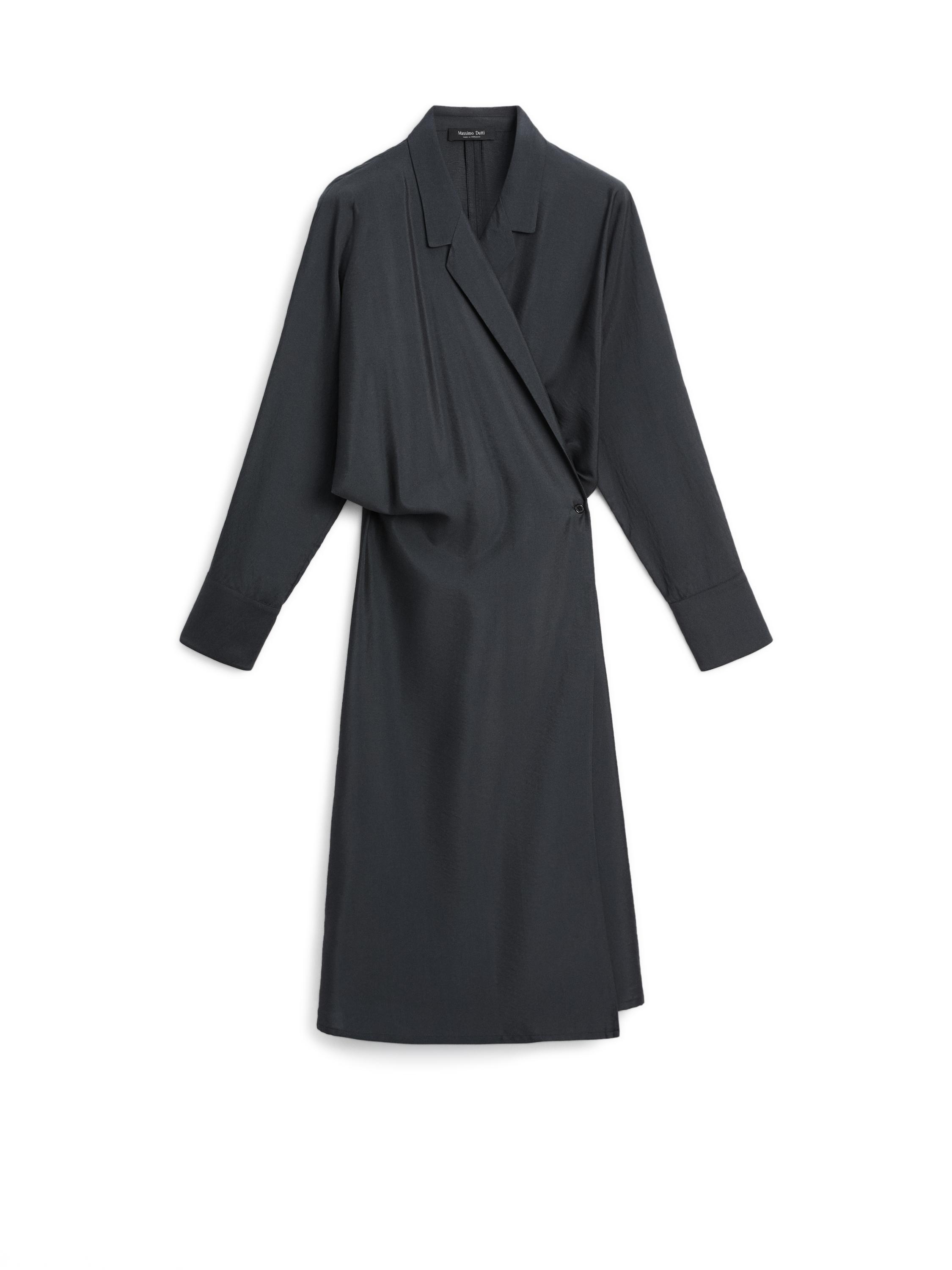 Drape detaylı midi elbise