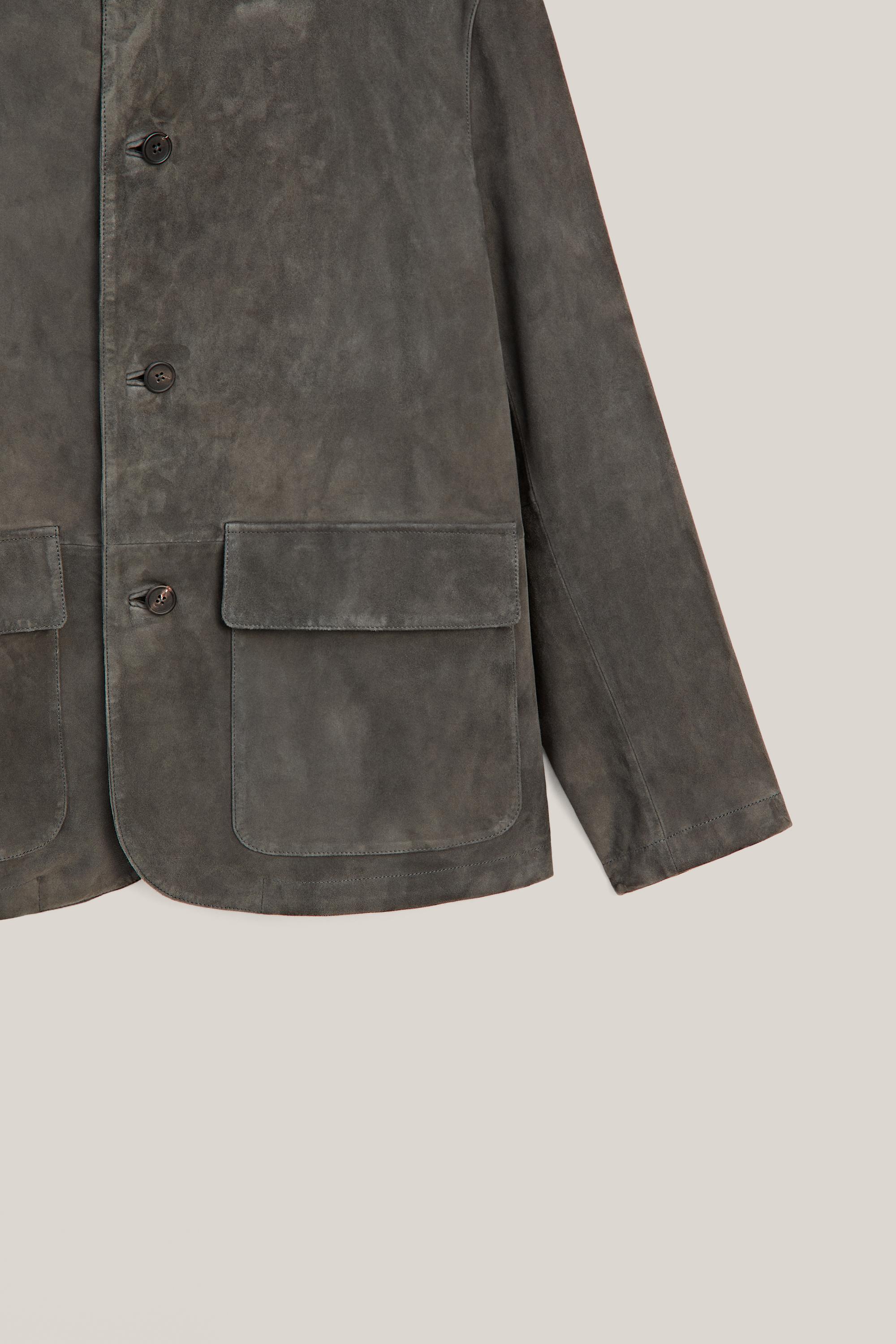 Suede leather overshirt with stand collar - LIMITED EDITION — ANTHRACITE GREY