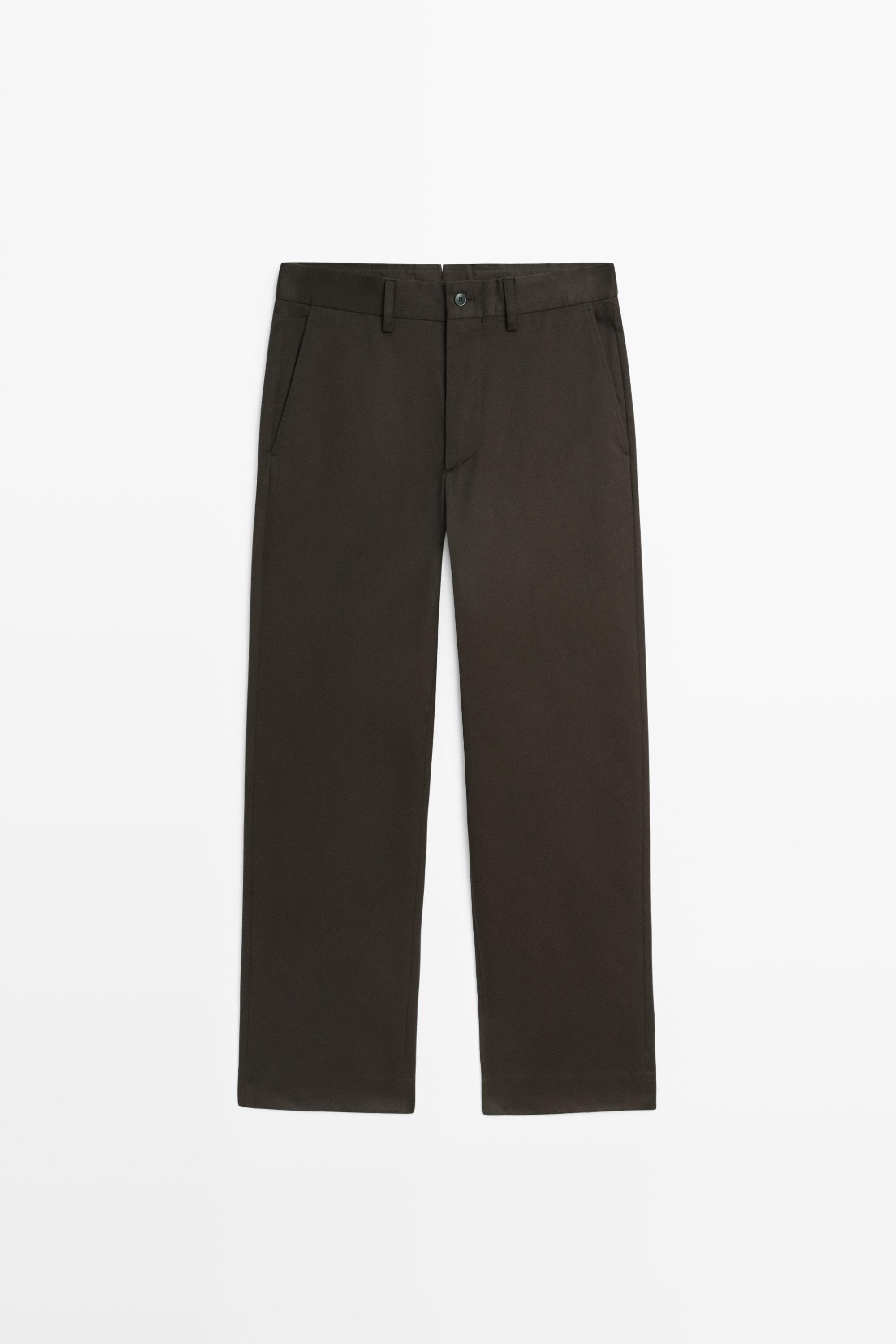 100% cotton wide-leg pants — BROWN