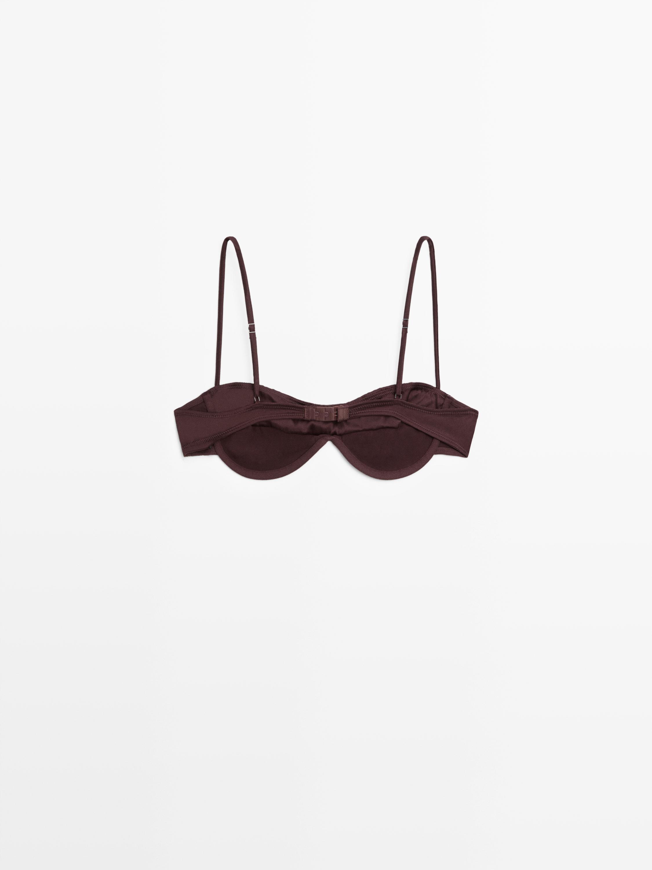 Bandeau top with underwire and seam detail — BROWN