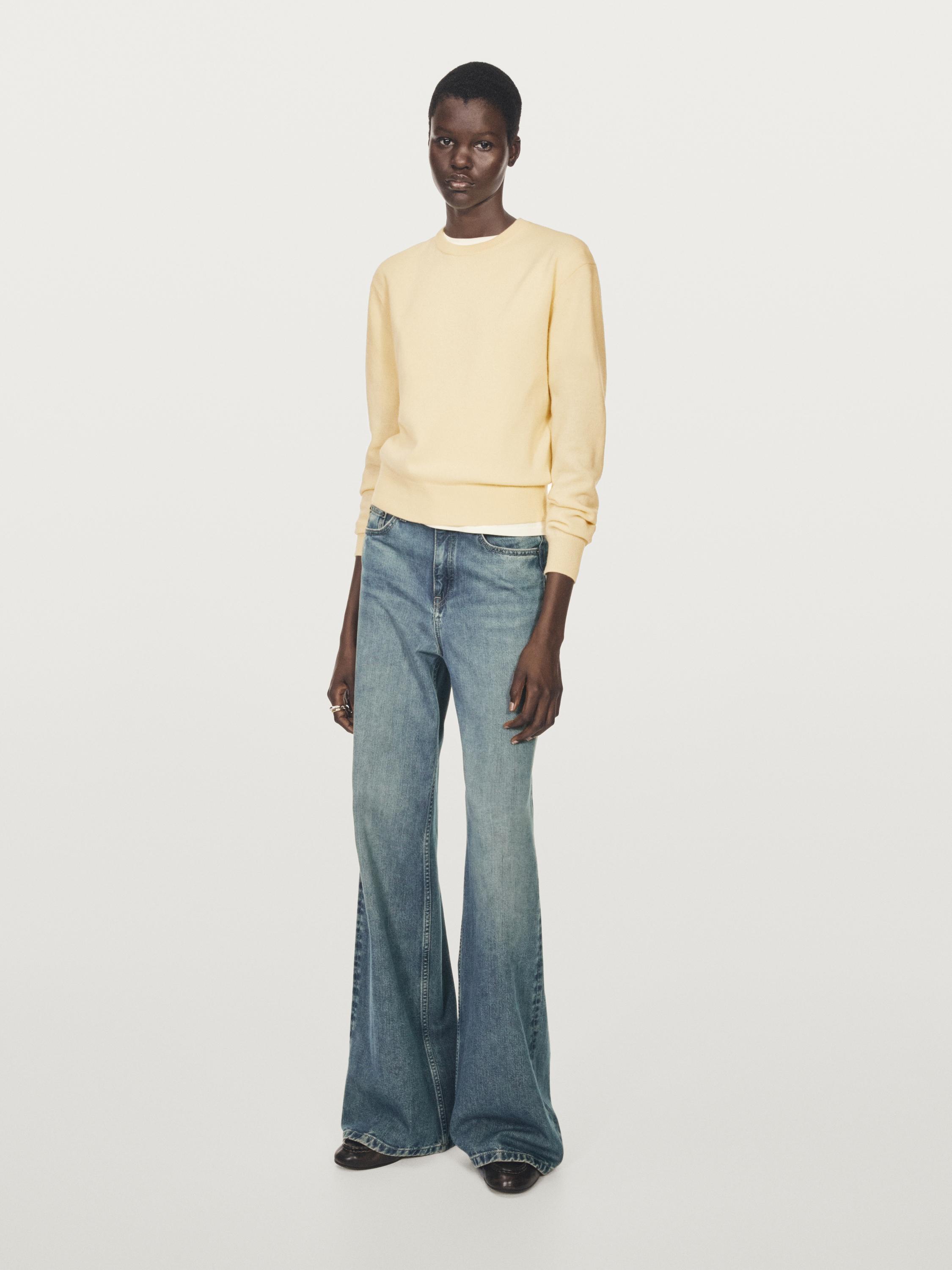 Wool blend crew neck knit sweater