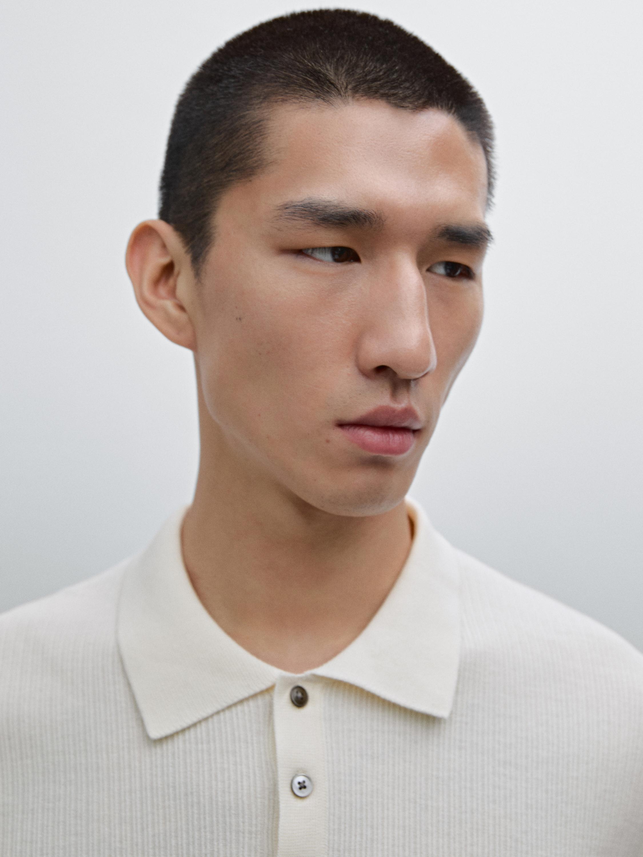 100% cotton ribbed knit polo shirt