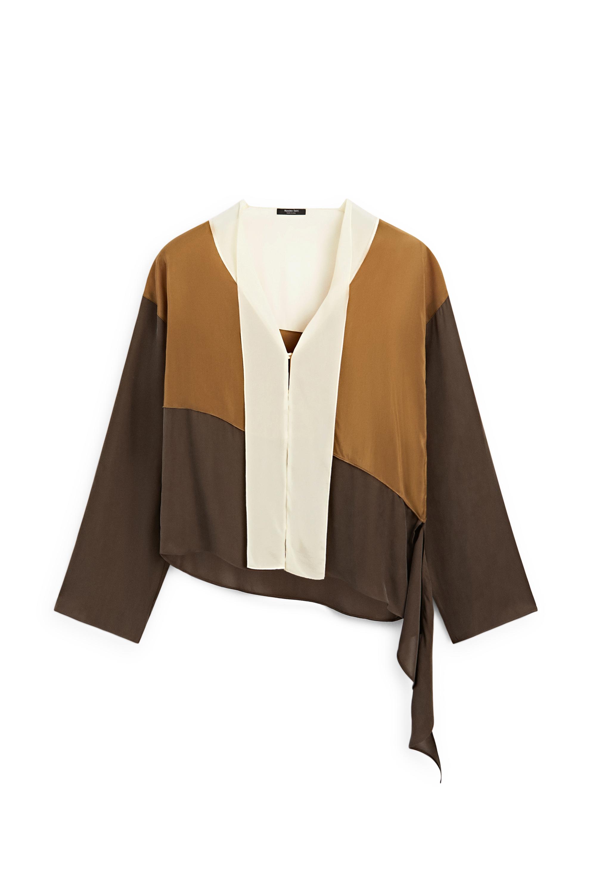 Tricolor flowing shirt — Chocolate